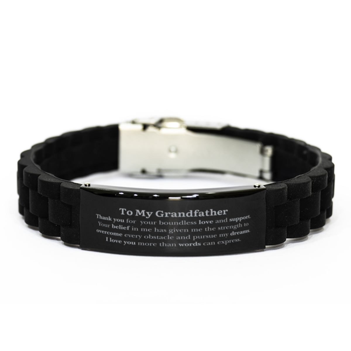 To My Grandfather Grateful Gifts, Your belief in me has given me the strength, Appreciation Thank You Birthday Black Glidelock Clasp Bracelet for Grandfather