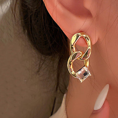 925 Sterling Silver Post Gold Plated Cuban Chain Layered Earring