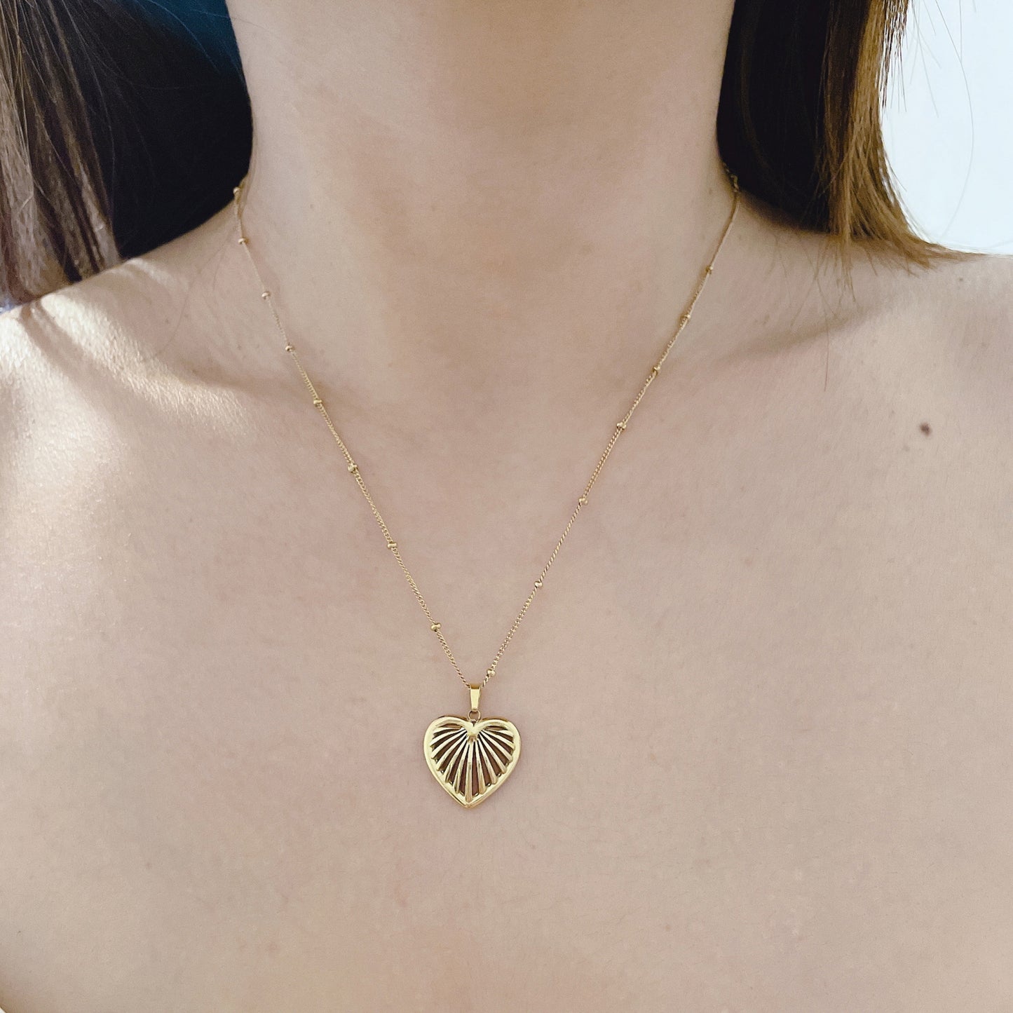 18K Gold Plated 316L Stainless Steel Heart Pendant Necklace