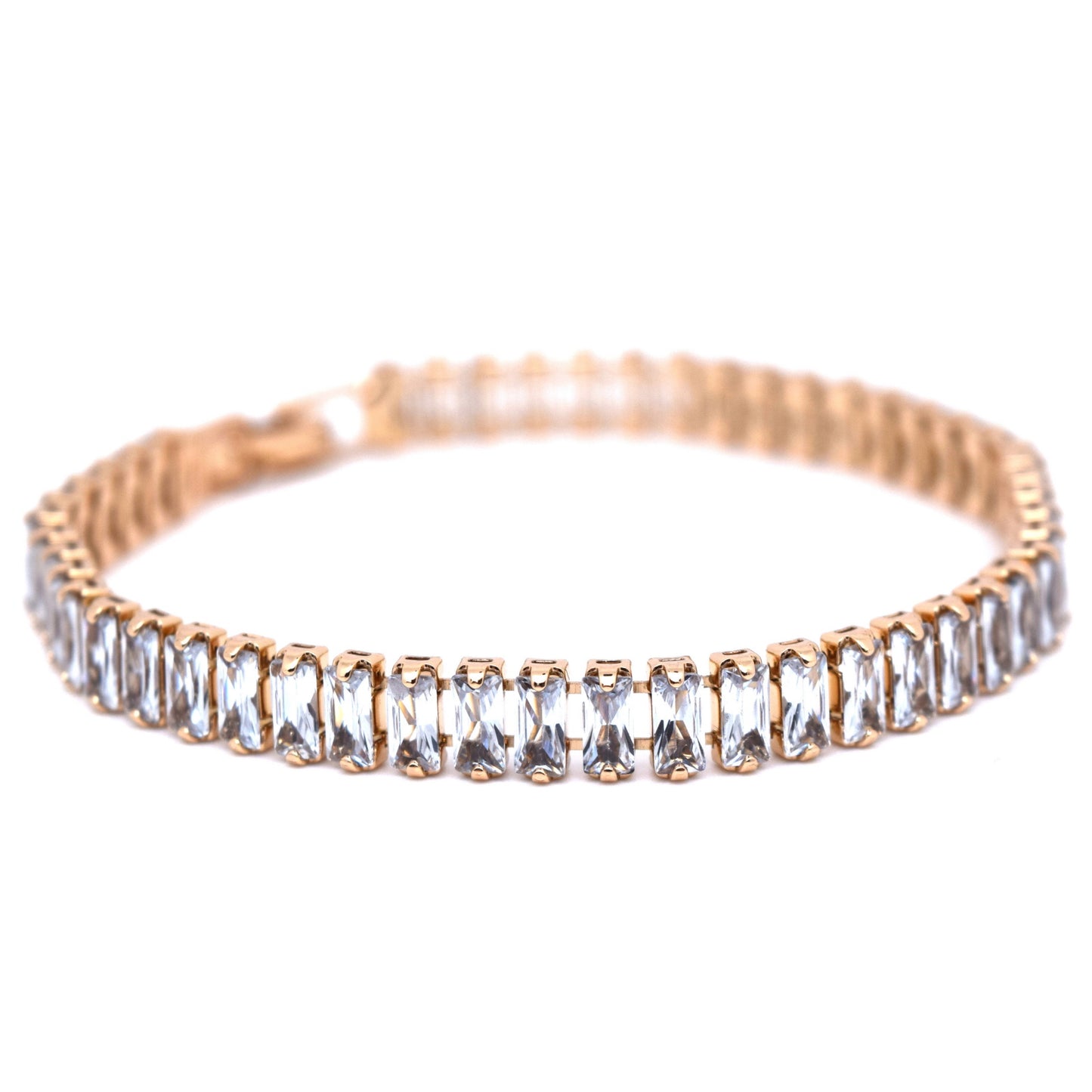 18K Gold Plated Crystal Zircon Cubic Rhinestone Tennis Bracelet