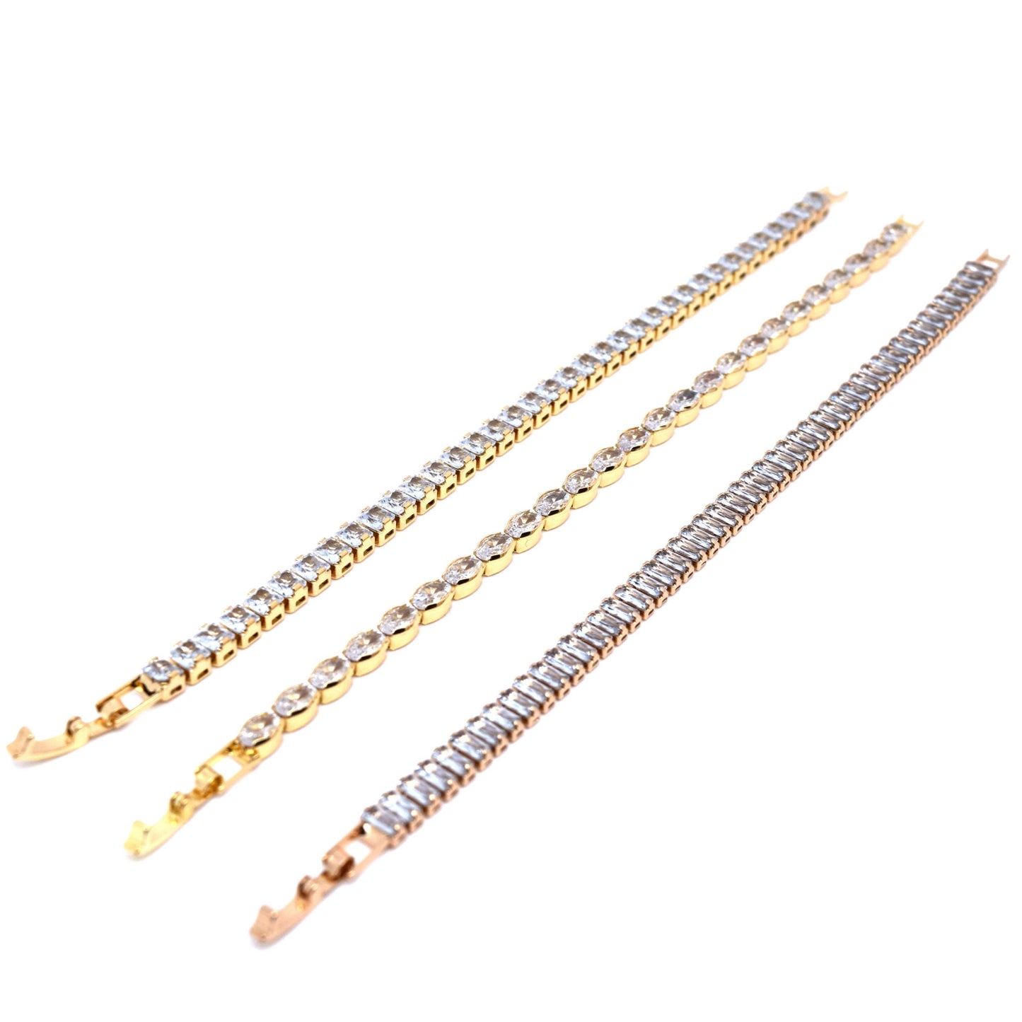 18K Gold Plated Crystal Zircon Cubic Rhinestone Tennis Bracelet