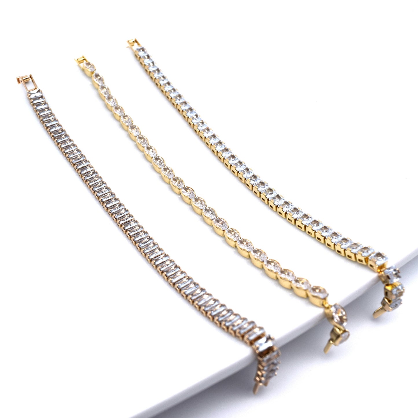 18K Gold Plated Crystal Zircon Cubic Rhinestone Tennis Bracelet