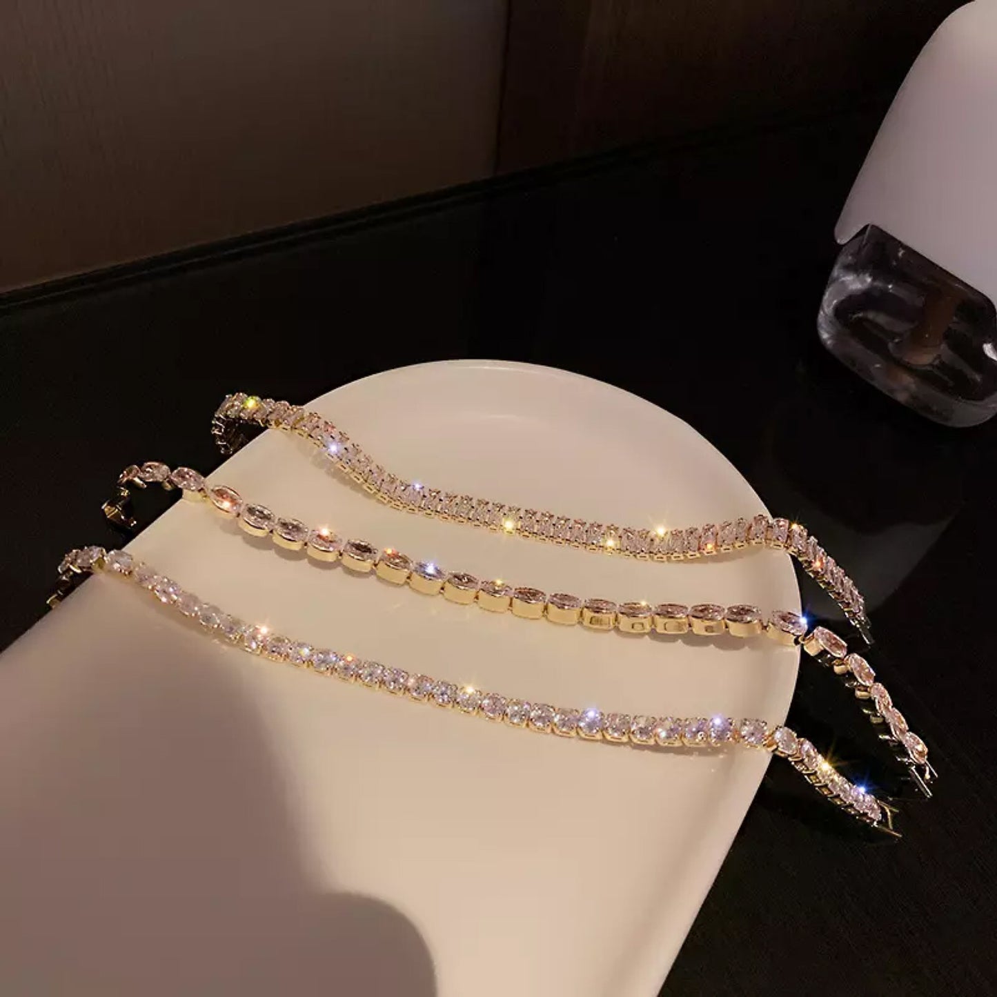 18K Gold Plated Crystal Zircon Cubic Rhinestone Tennis Bracelet