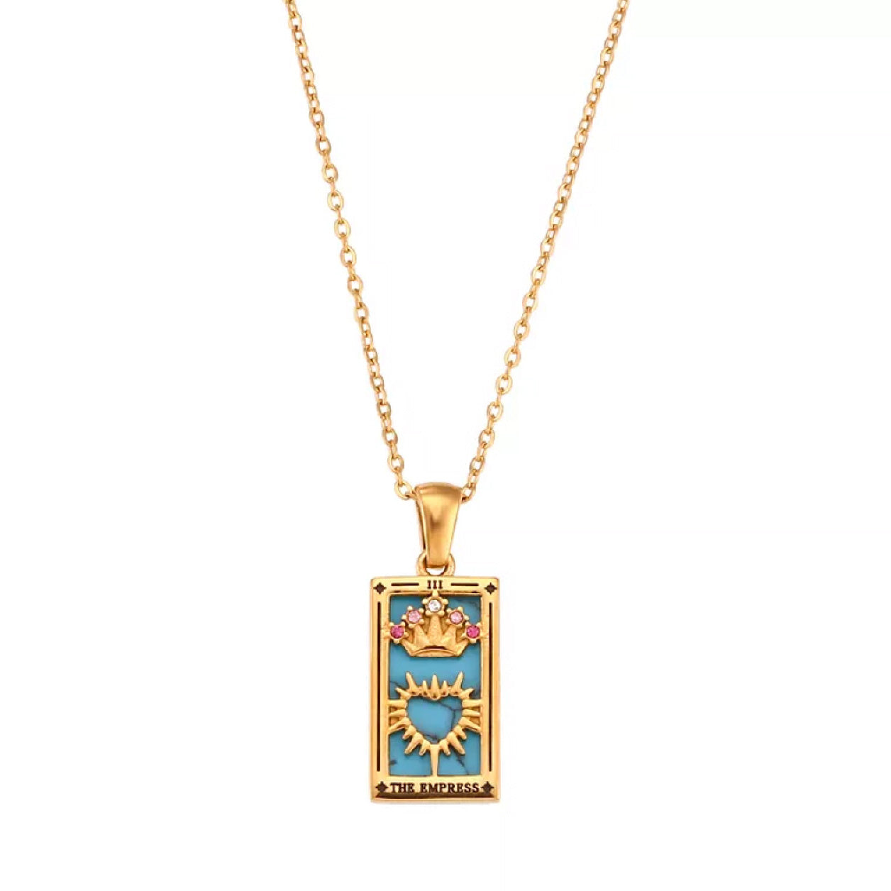 18k Gold Plated 316L Stainless Steel Tarot Cards Pendant Necklace