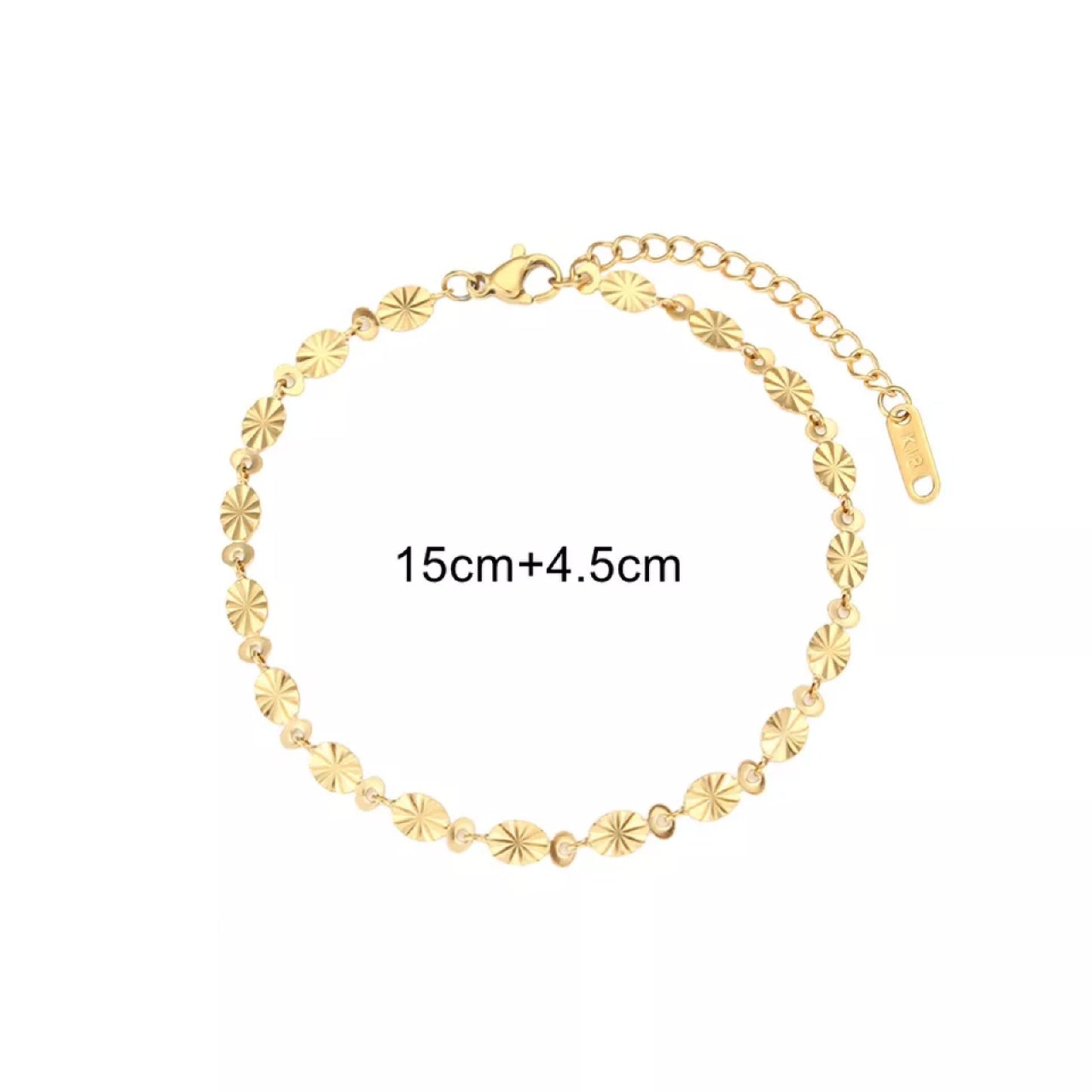 18K Gold Plated 316L Stainless Steel Sunflower Chain Sequins Bracelet
