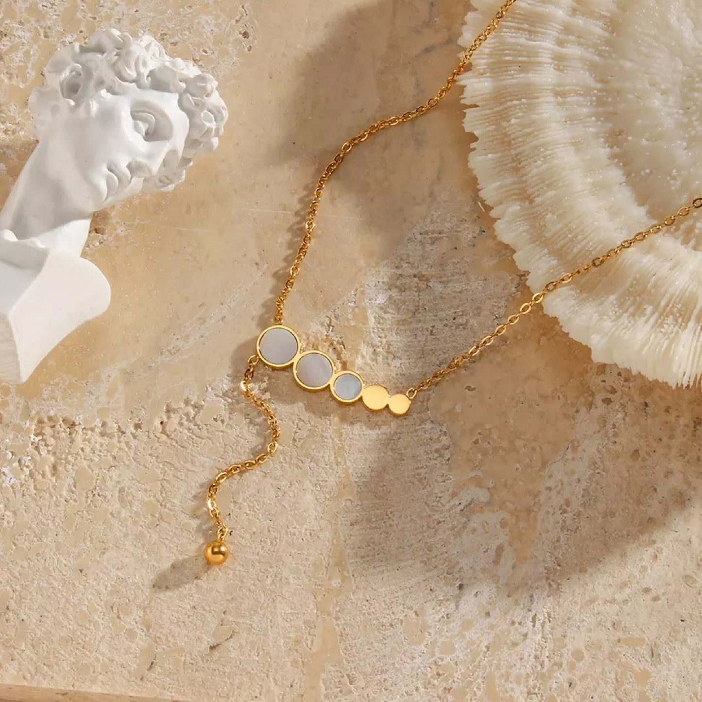 18k Gold Plated Stainless Steel Mother of Pearl Shell Necklace