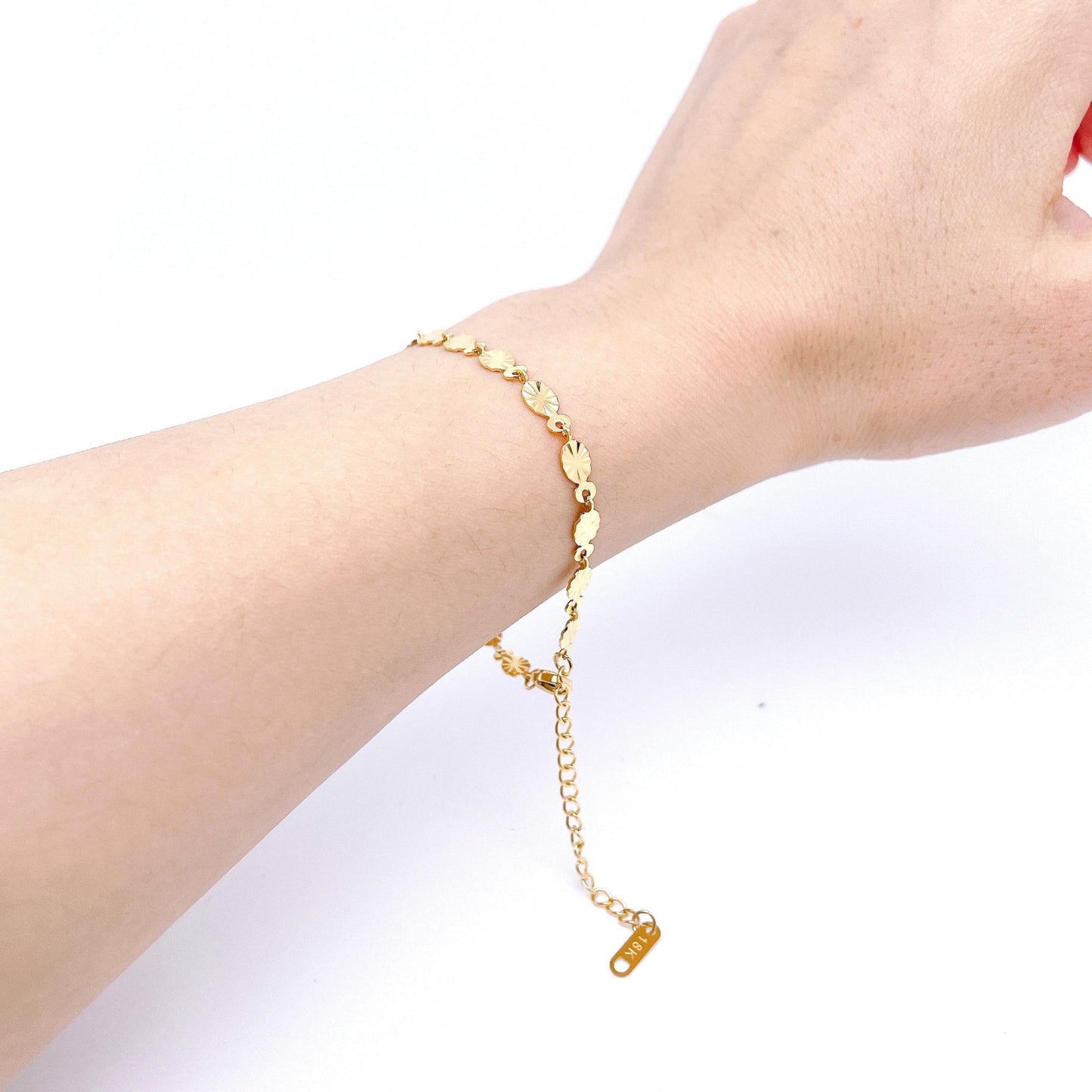 18K Gold Plated 316L Stainless Steel Sunflower Chain Sequins Bracelet