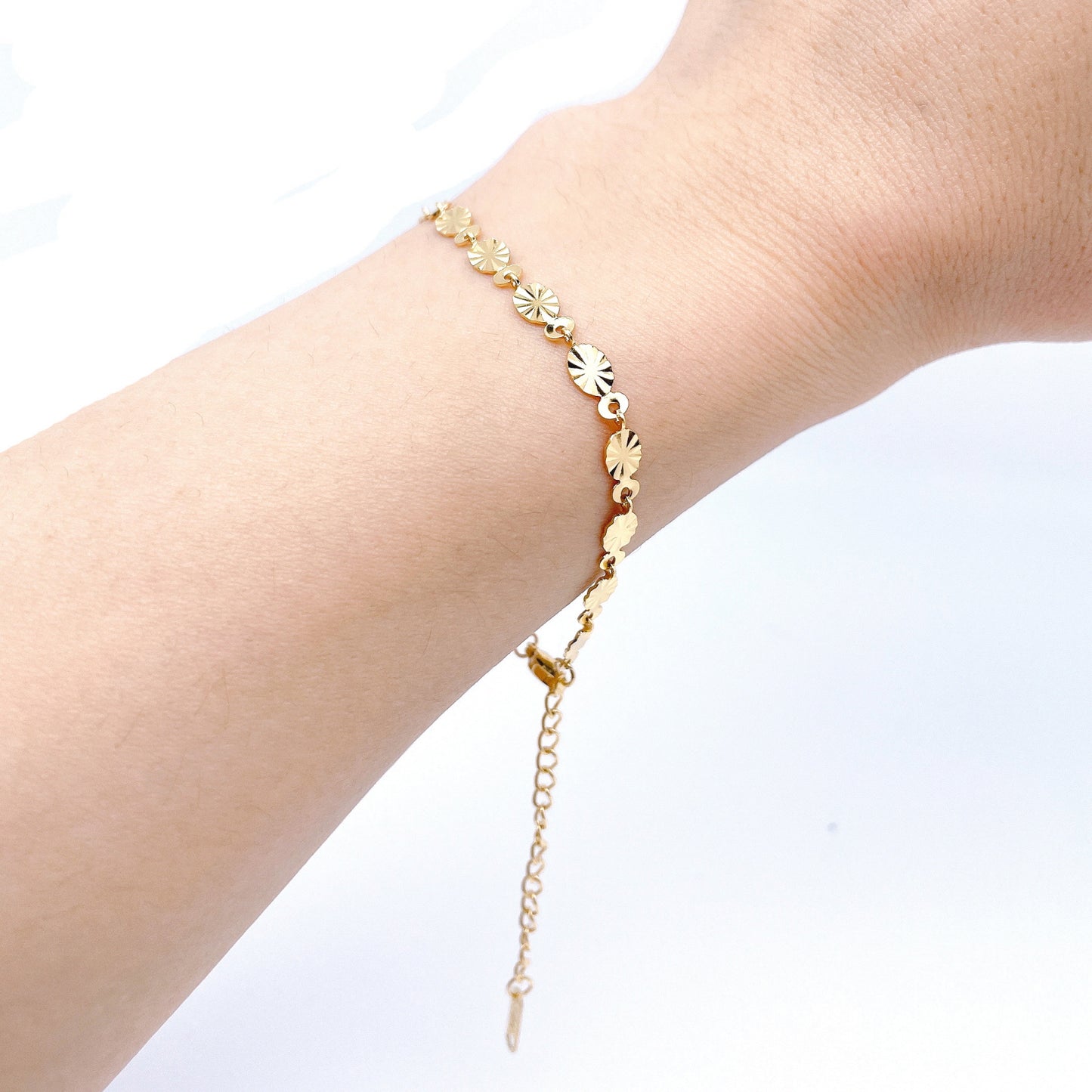 18K Gold Plated 316L Stainless Steel Sunflower Chain Sequins Bracelet