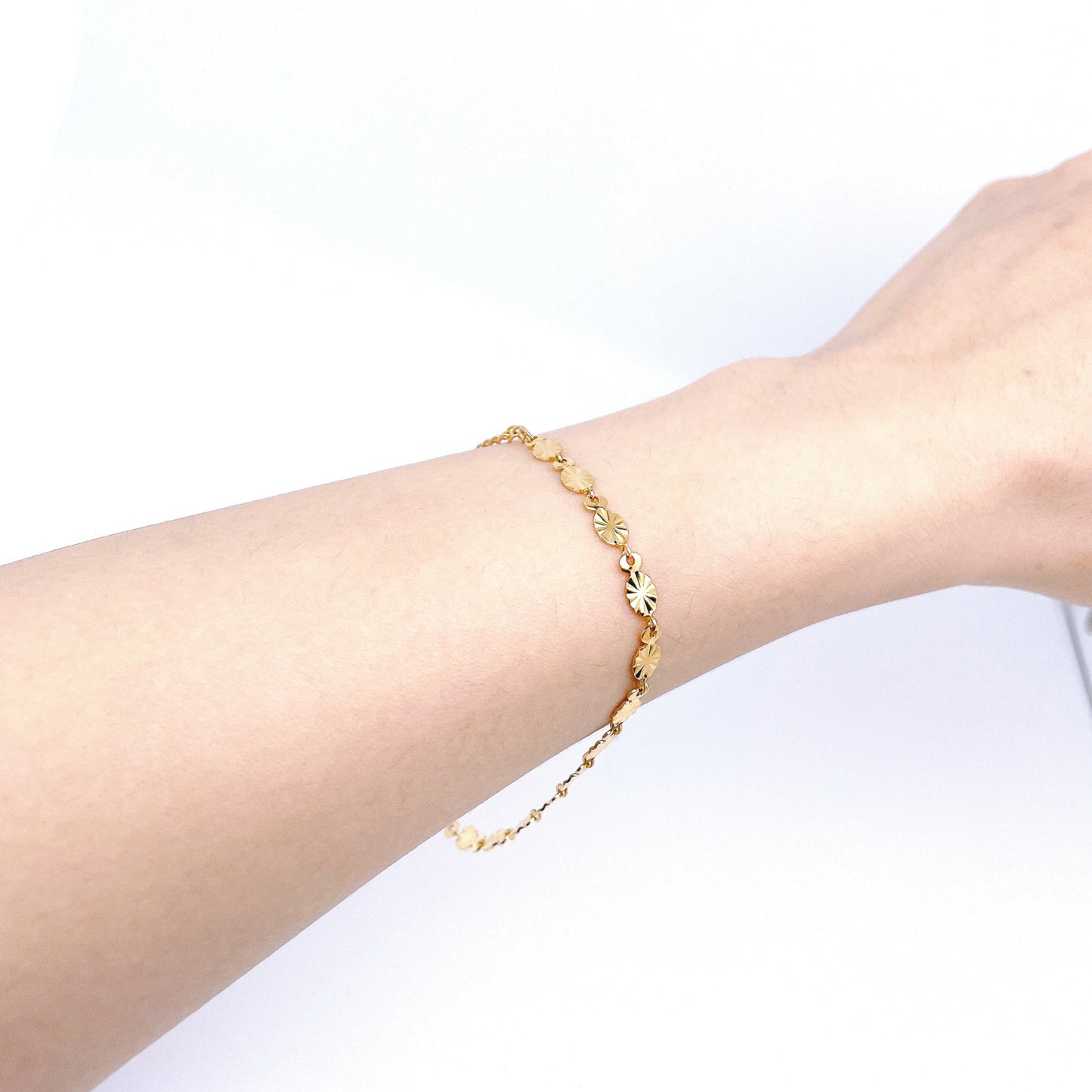 18K Gold Plated 316L Stainless Steel Sunflower Chain Sequins Bracelet
