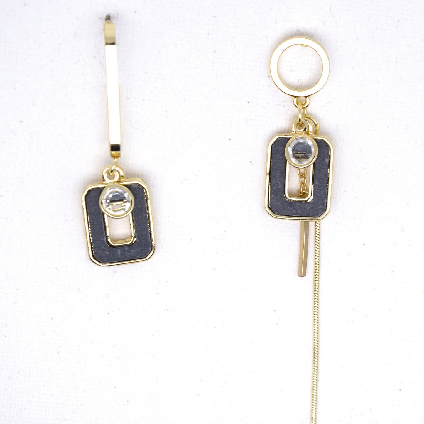 925 Sterling Silver Post Asymmetrical Cut-Out Drop Tassel Dangle Earrings