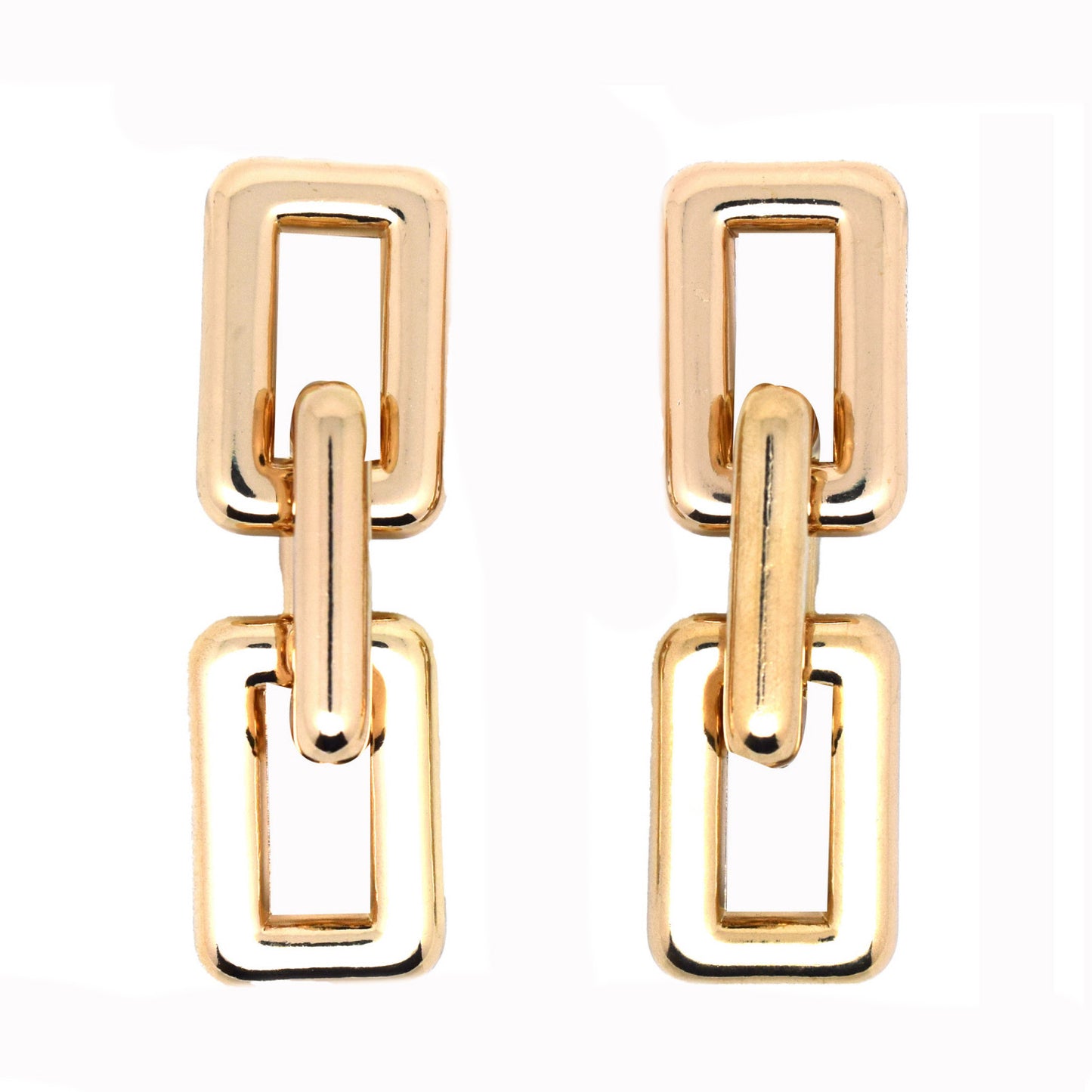 18k Gold Plated Chunky Linked Square Chain Drop Dangle Earrings