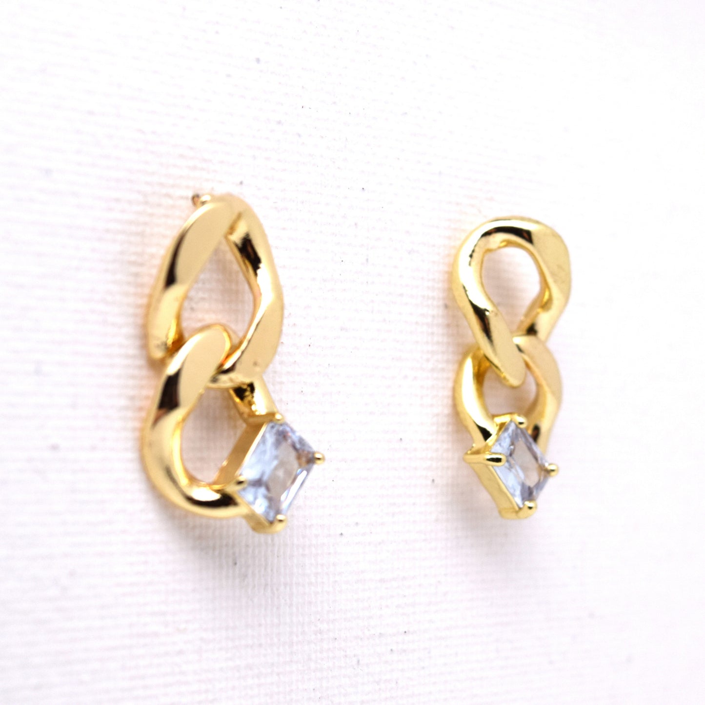 925 Sterling Silver Post Gold Plated Cuban Chain Layered Earring