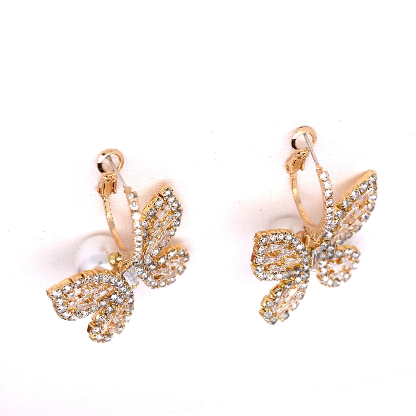 925 Sterling Silver Post 18k Gold Plated Butterfly Pearl Earrings
