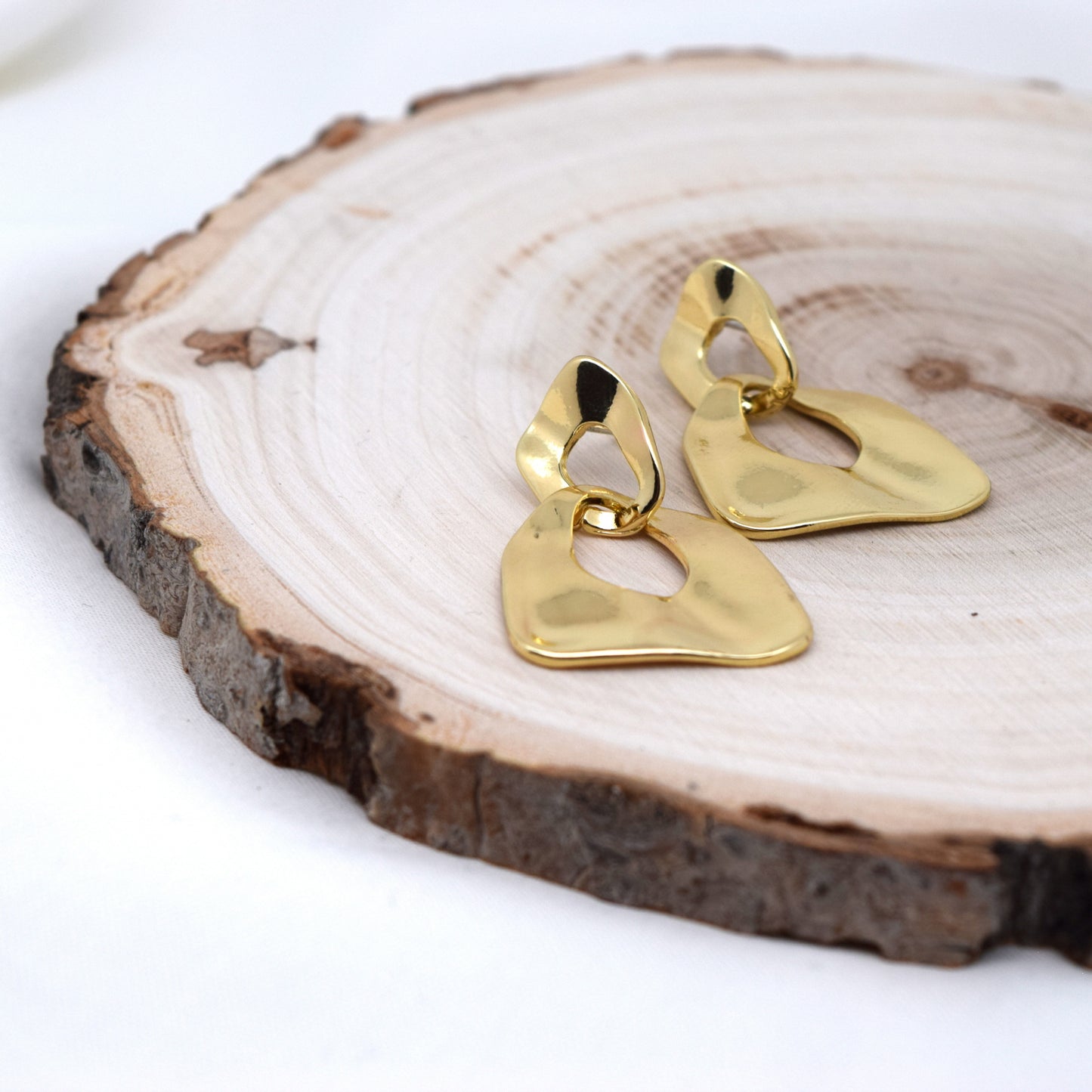 925 Sterling Silver Post Gold Plated Geometric Metal Earrings