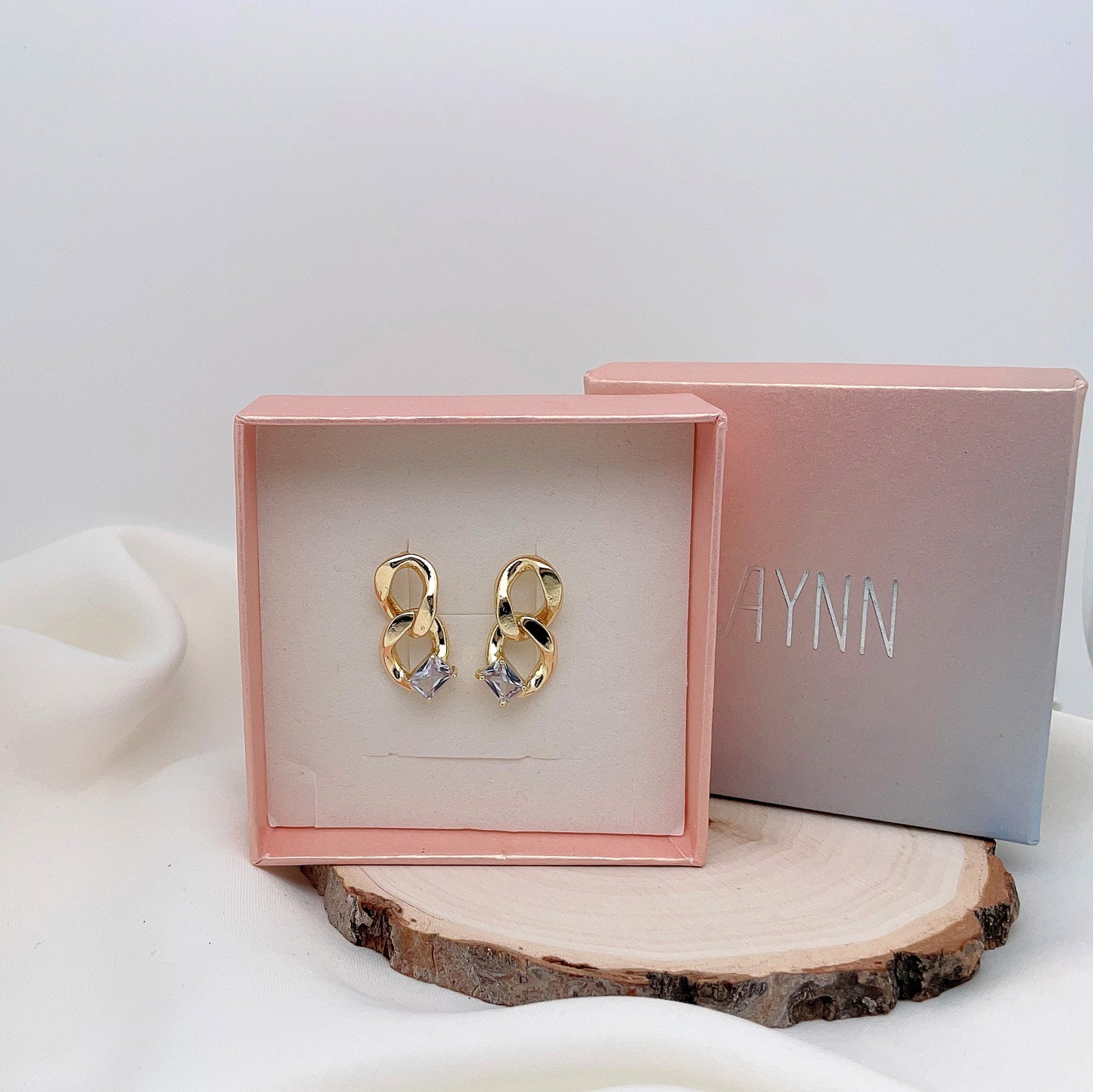925 Sterling Silver Post Gold Plated Cuban Chain Layered Earring