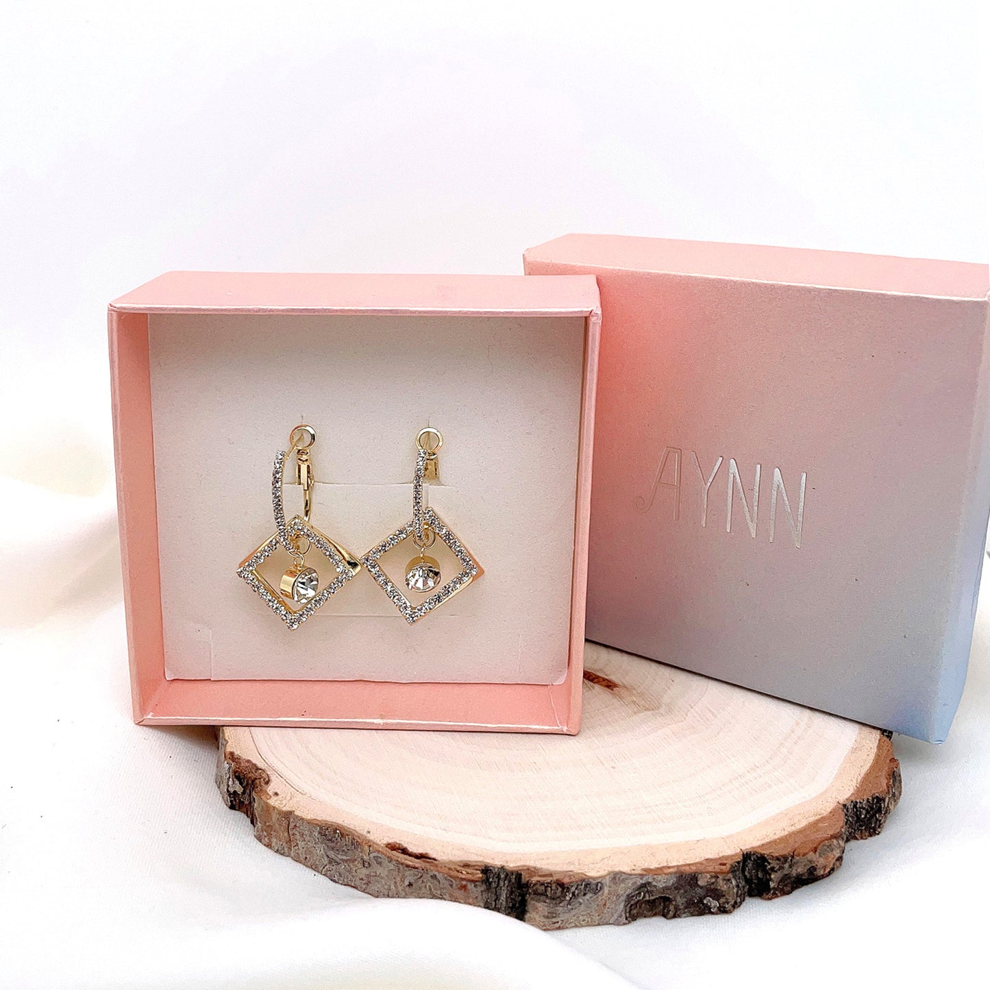 925 Sterling Silver Post 18k Gold Plated Rhinestone Dangle Earrings