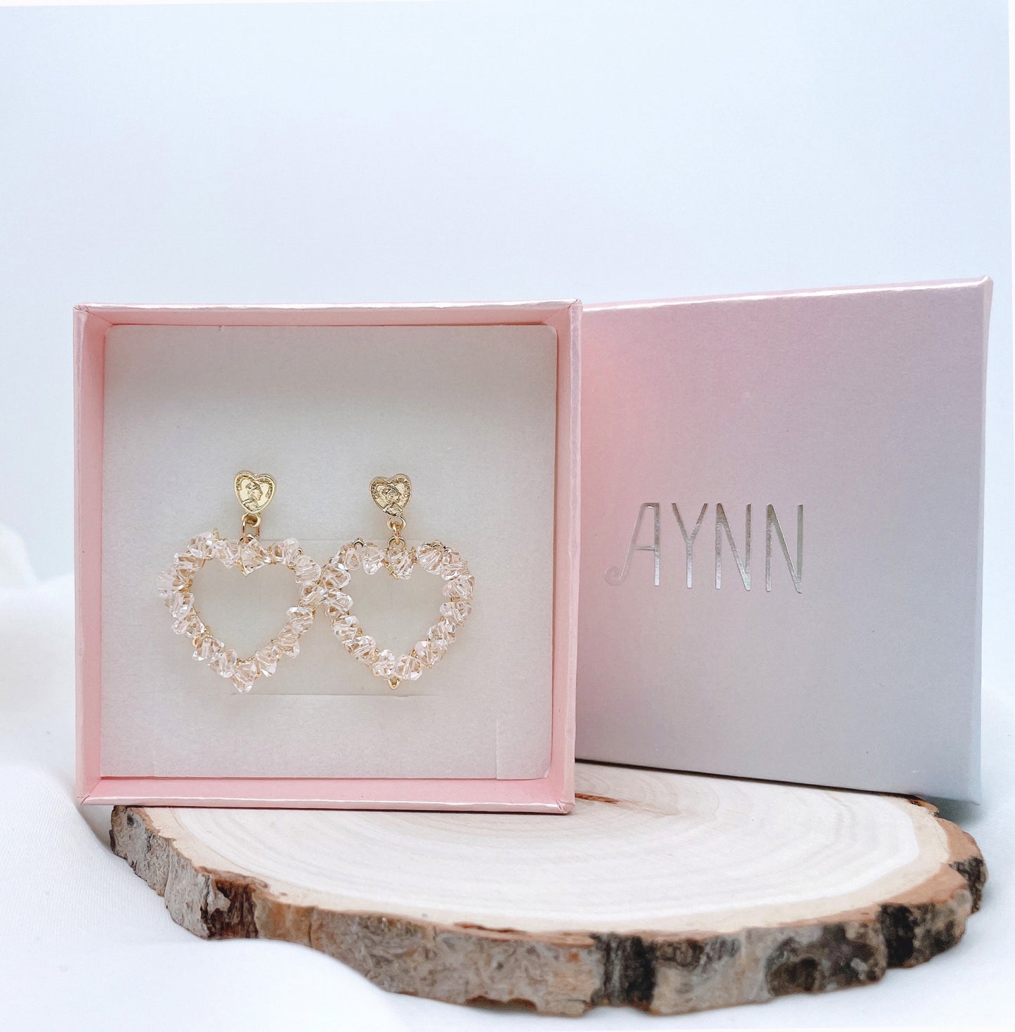 925 Sterling Silver Post 18k Gold Plated Zircon Heart Dangle Earrings
