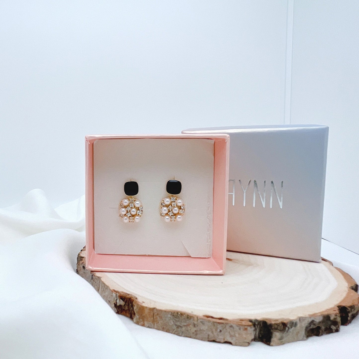 18k Gold Plated Black Square Zircon Pearl Drop Dangle Earring