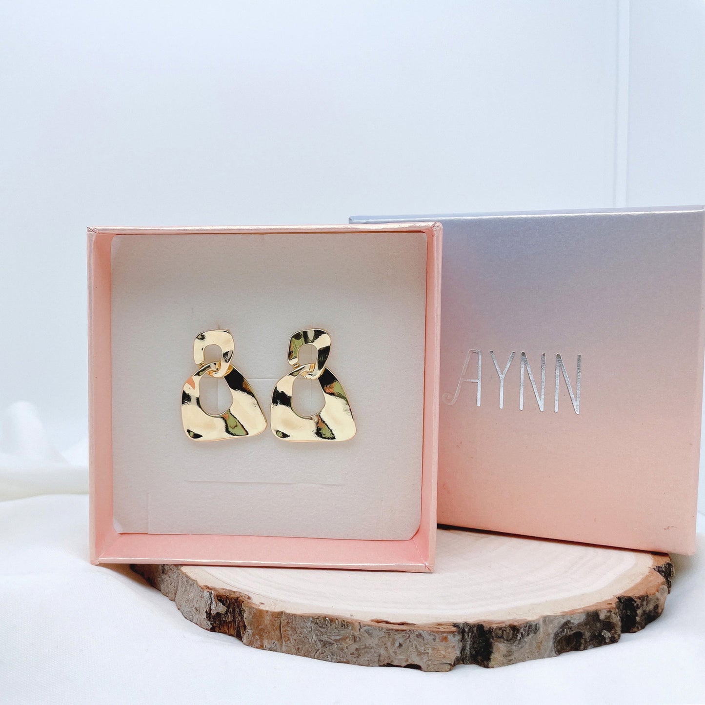 925 Sterling Silver Post Gold Plated Geometric Metal Earrings