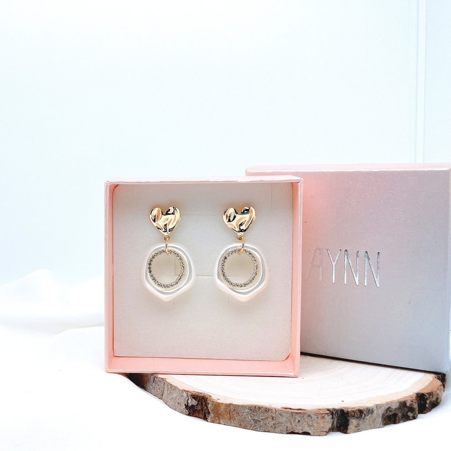 925 Sterling Silver Post Layered Pearl Heart Earrings