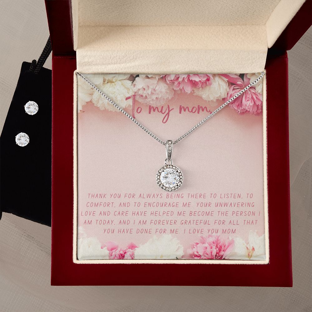 14k White Gold Necklace Earring Set for Mom Mother's Day Gift