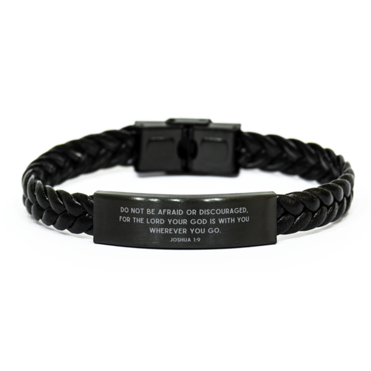 Joshua 1:9 Bible Message Engraved Bracelet for Christian Faithful Religious Unique Gift