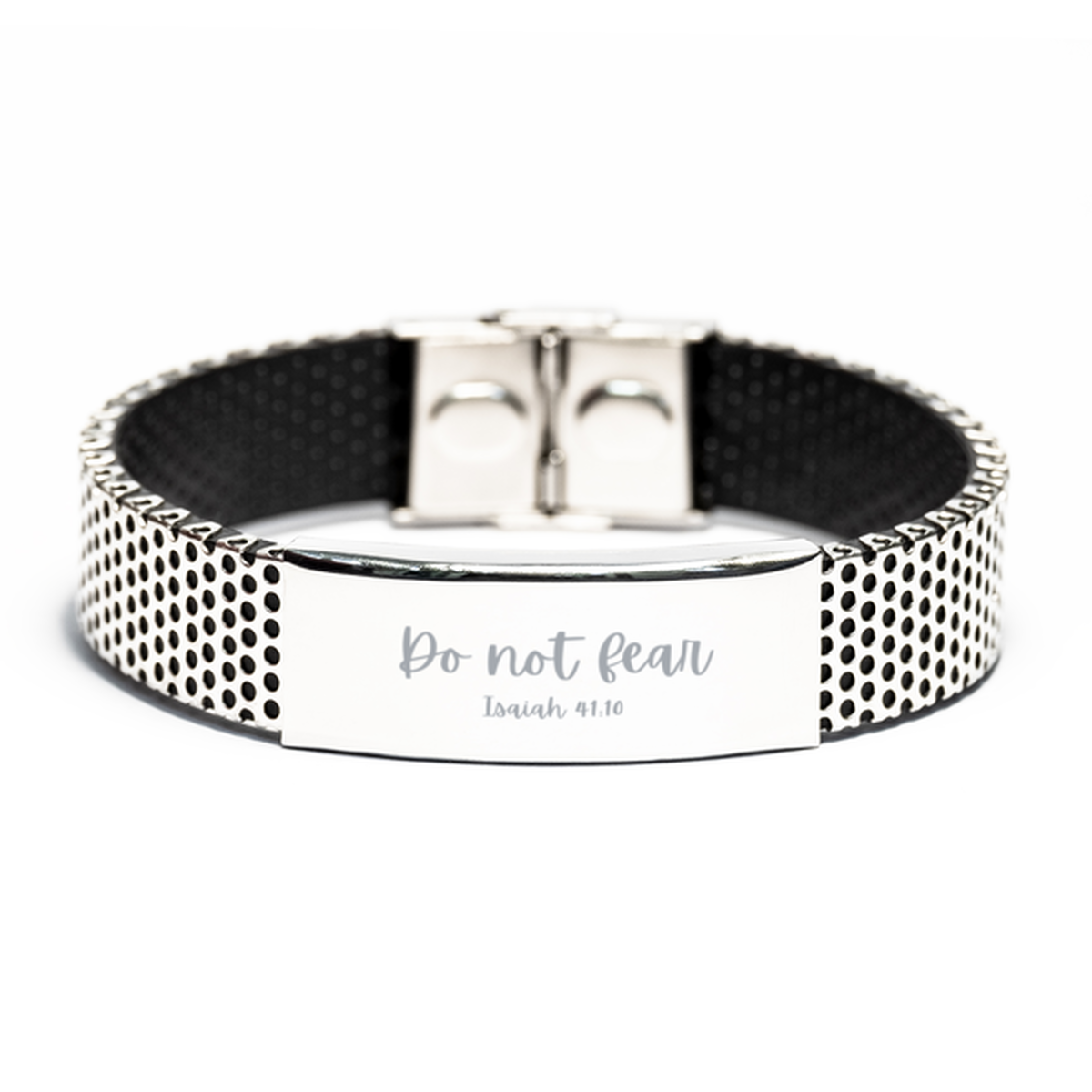 Do Not Fear Isaiah 41:10 Bible Message Inspirational Message Gift Stainless Steel Bracelet For Men Women Unisex