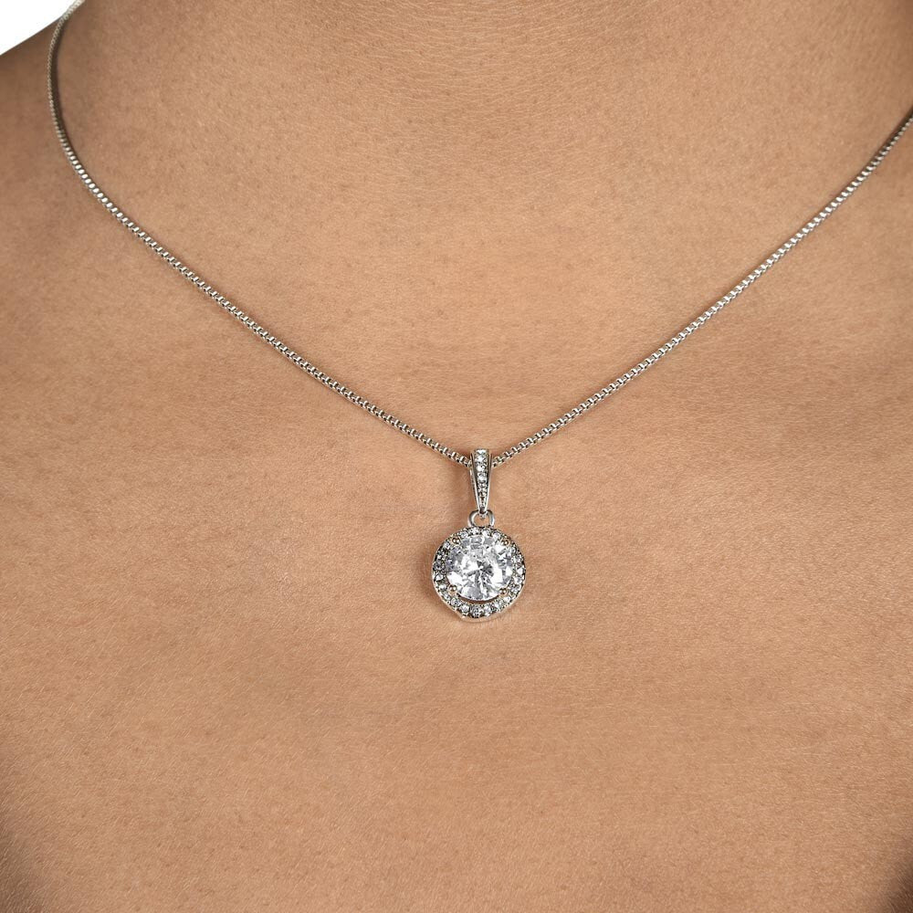 14K White Gold Plated Stainless Steel Necklace for Mom Mother's Day Gift