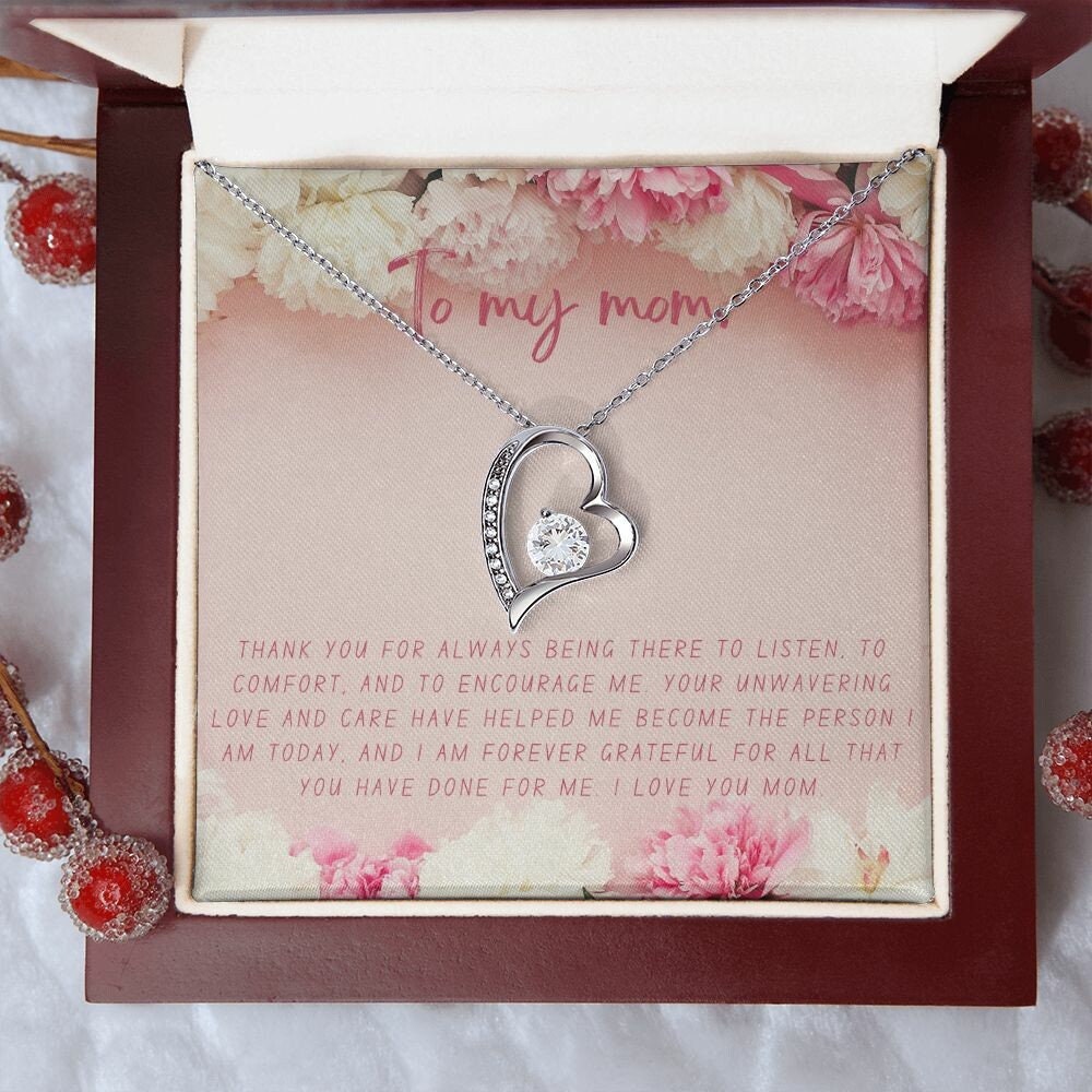 14k 18k Gold Heart Necklace for Mom Mother's Day Gift