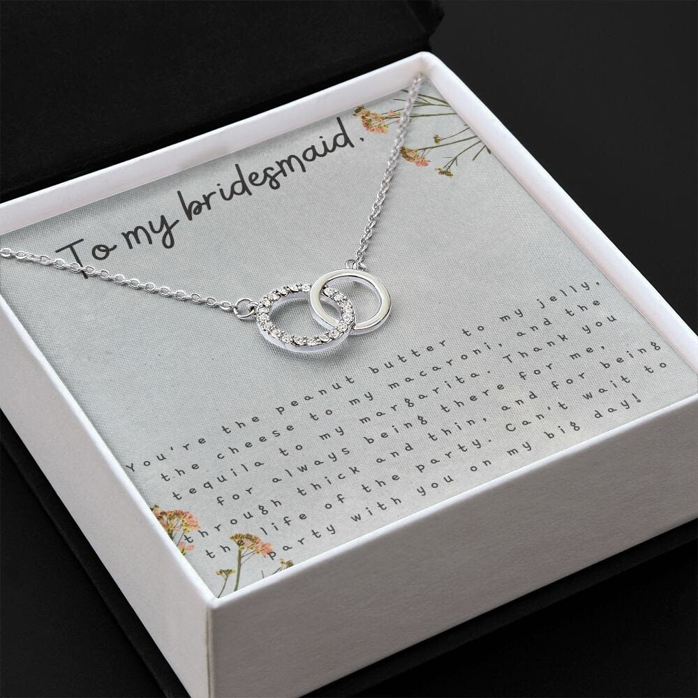 To My Bridesmaid Messaging Card Gift for Bridesmaid Bridal Shower Bachelorette Party 14k White Gold Plated Stainless Steel Necklace