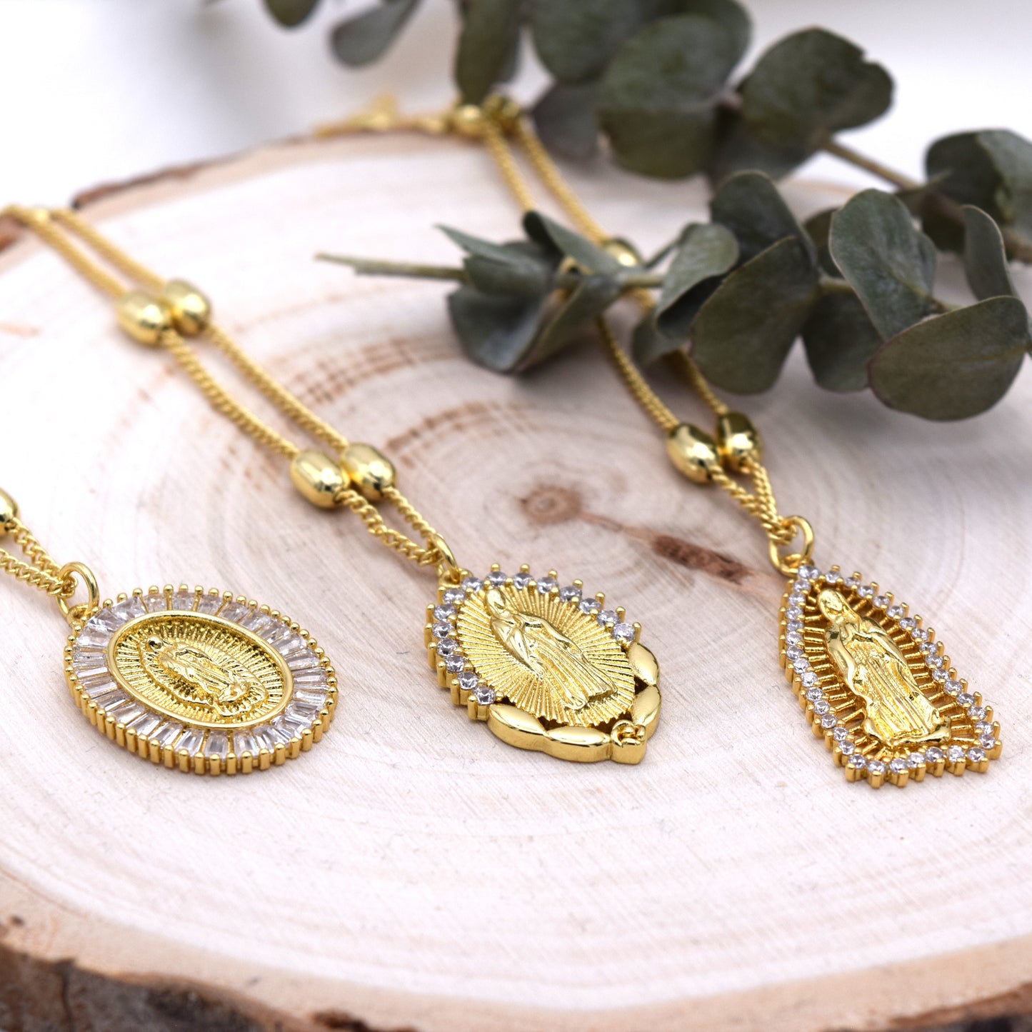 18K Gold Plated Virgin Mary Our Lady of Guadalupe Necklace Hypoallergenic