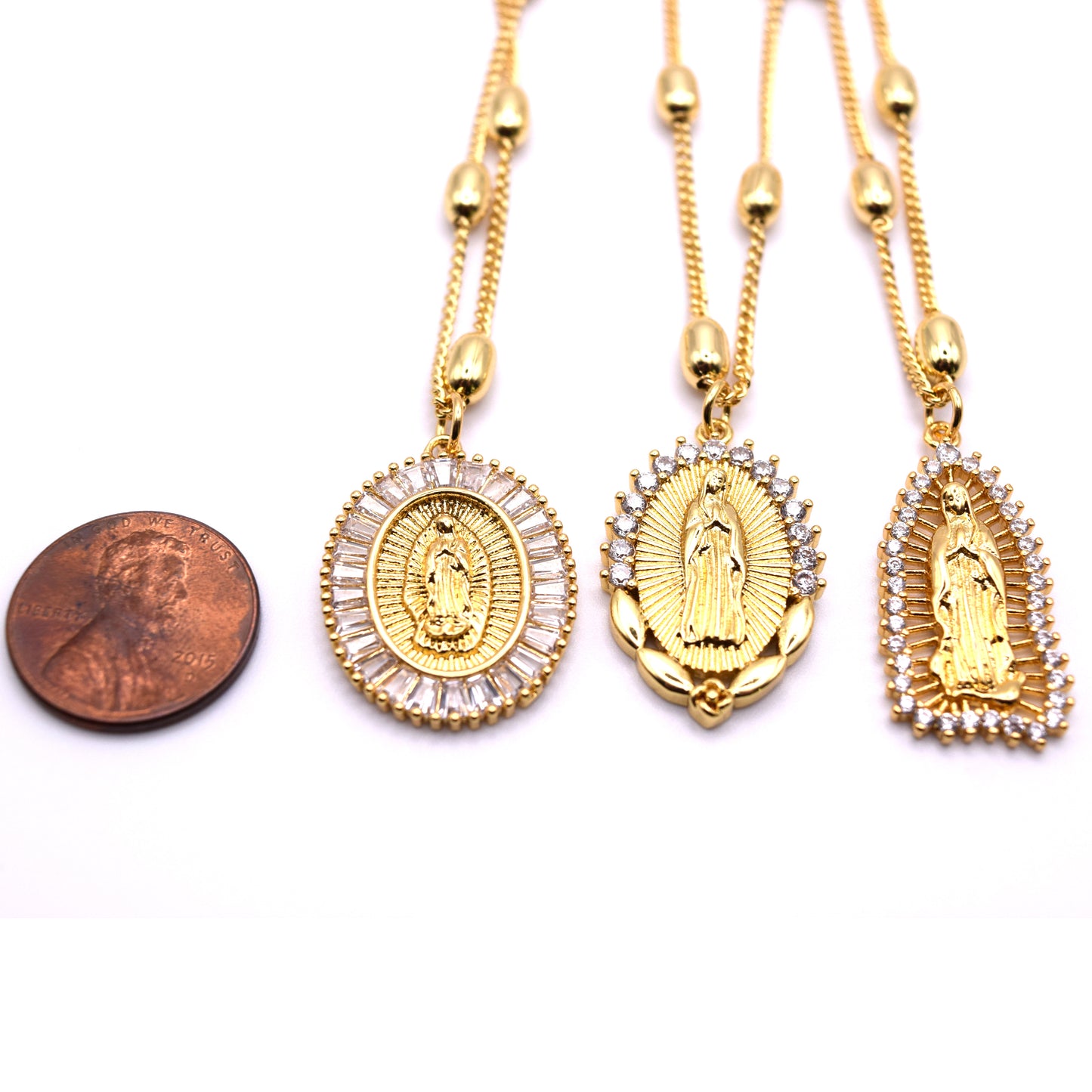 18K Gold Plated Virgin Mary Our Lady of Guadalupe Necklace Hypoallergenic
