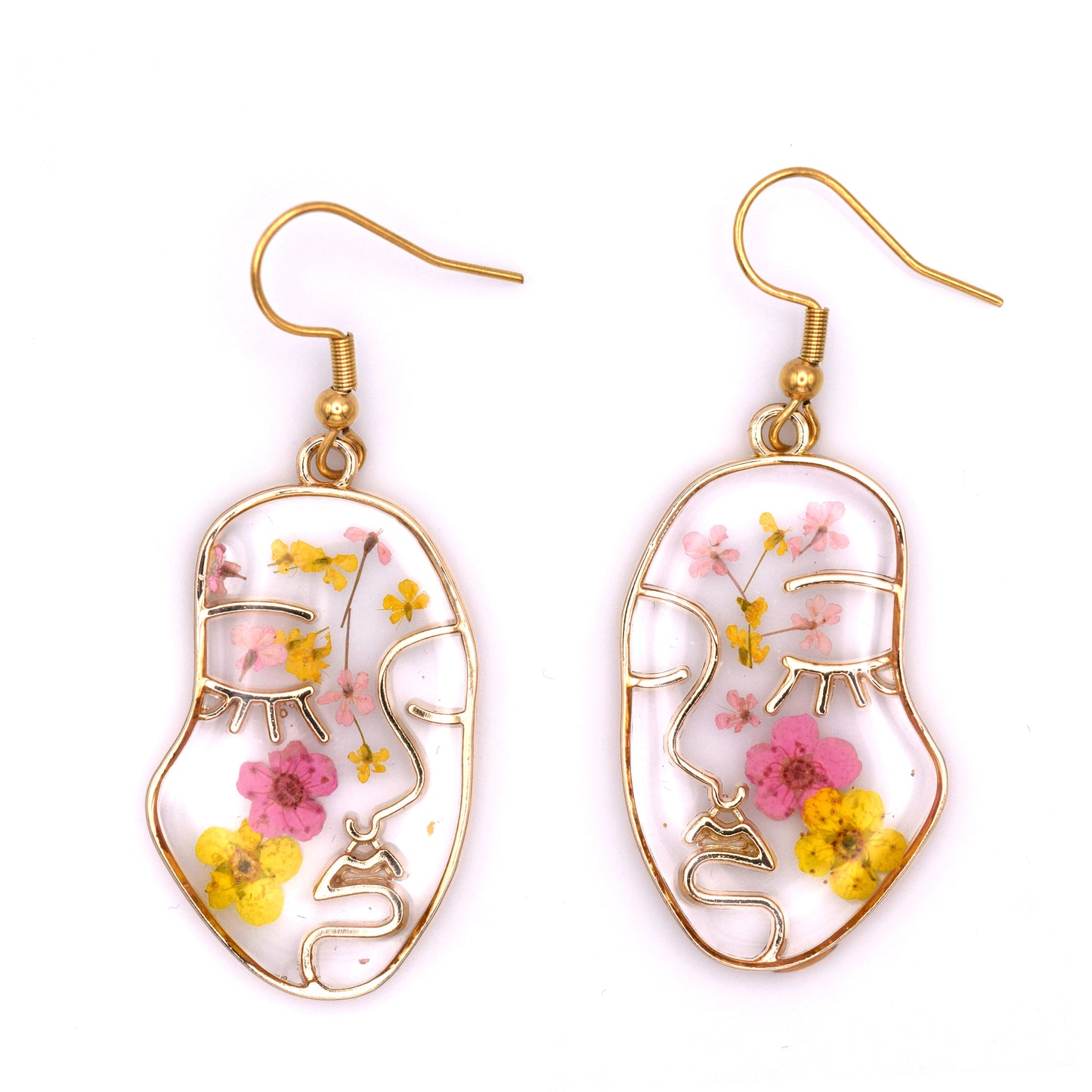 Handmade Forget-Me-Not Myosotis Dried Flower Dangle Earrings