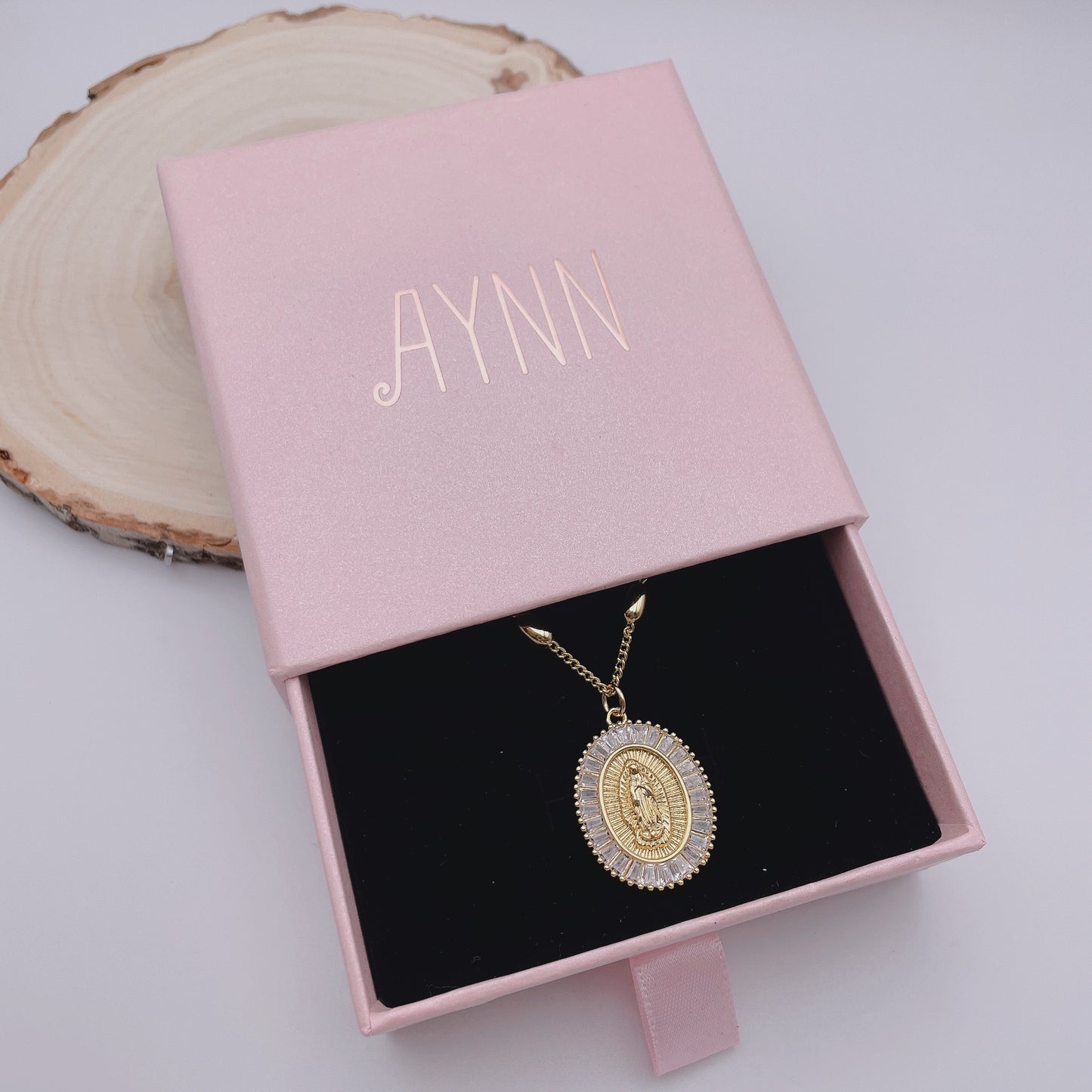 18K Gold Plated Virgin Mary Our Lady of Guadalupe Necklace Hypoallergenic