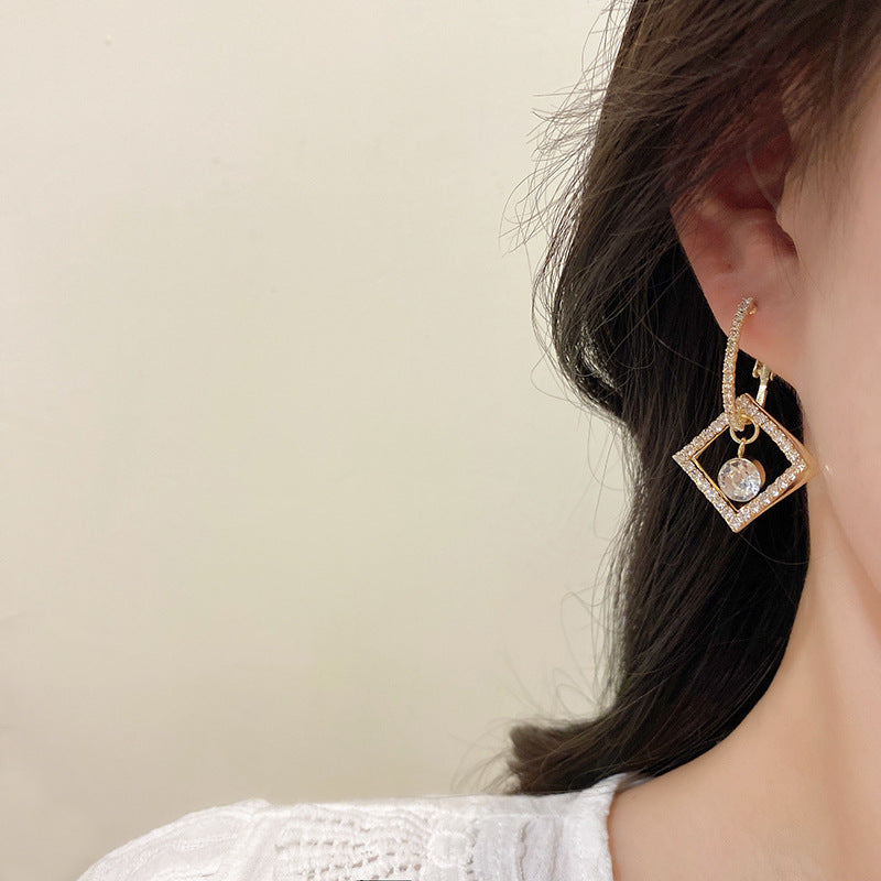 925 Sterling Silver Post 18k Gold Plated Rhinestone Dangle Earrings