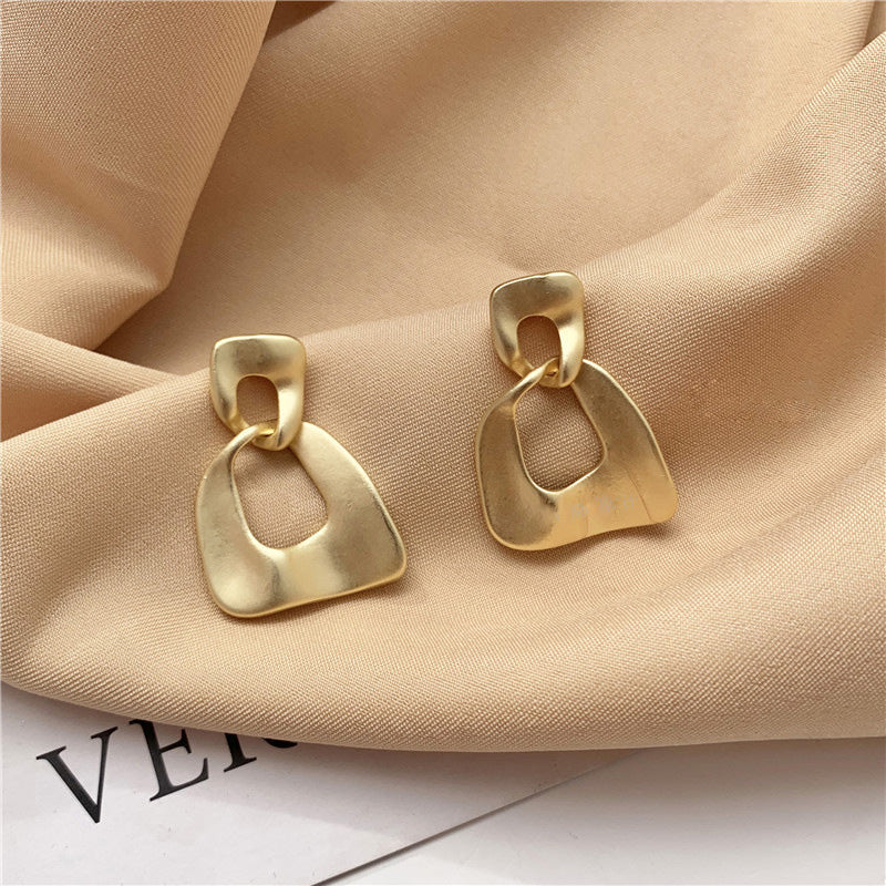 925 Sterling Silver Post Gold Plated Geometric Metal Earrings
