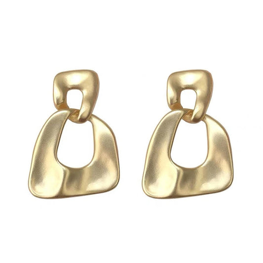 925 Sterling Silver Post Gold Plated Geometric Metal Earrings