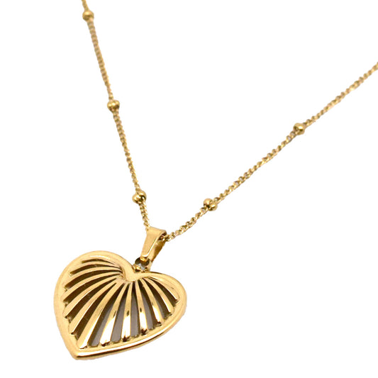 18K Gold Plated 316L Stainless Steel Heart Pendant Necklace