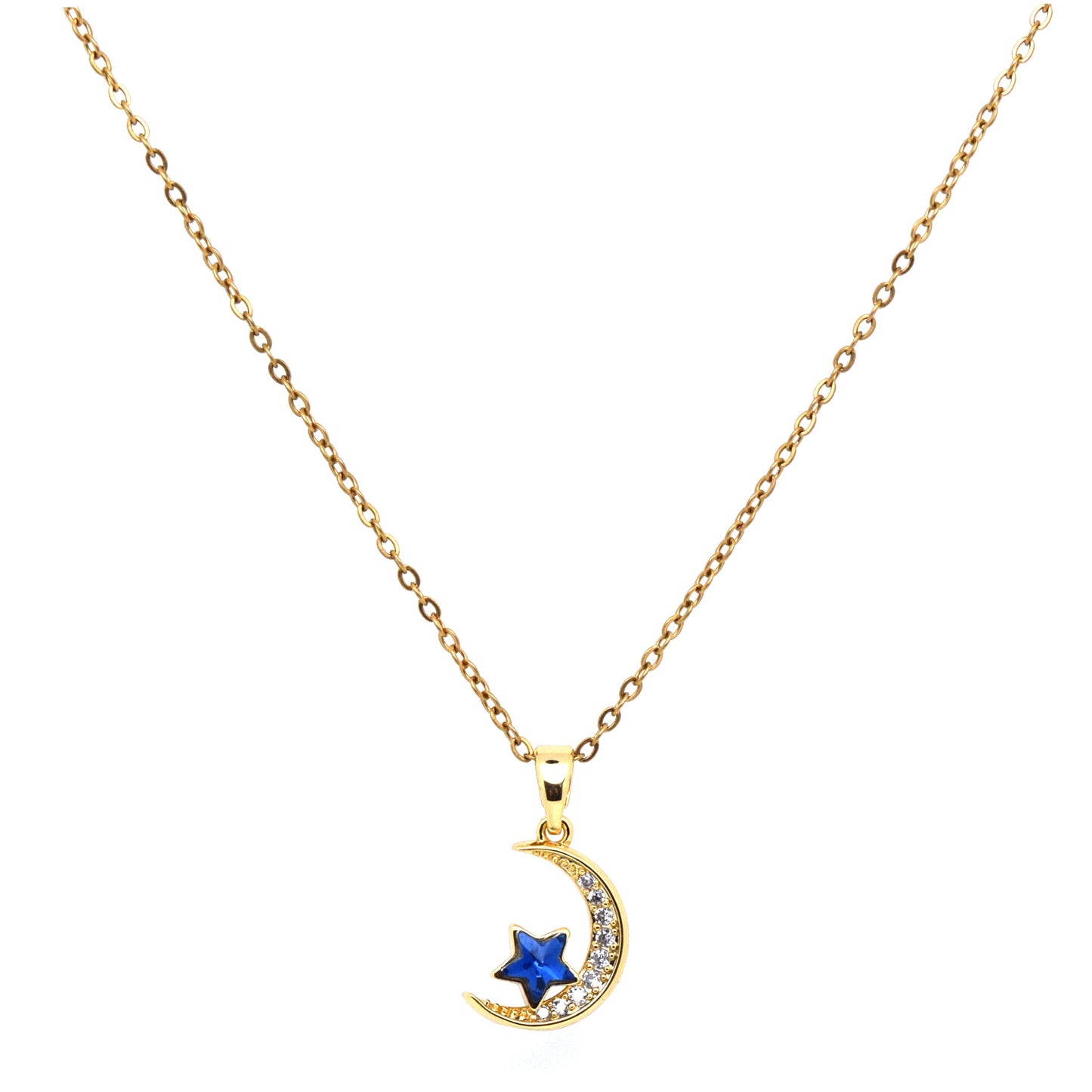 18k Gold Plated Stainless Steel Moon Sun Star Saturn Starburst Planet Pendant Necklace