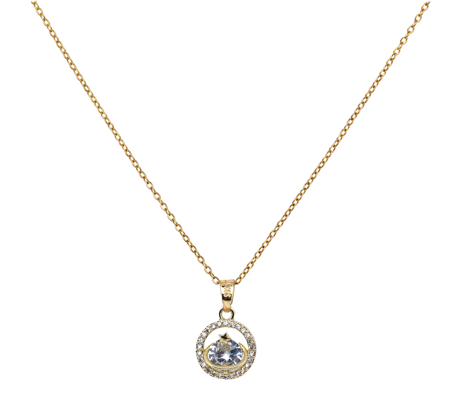 18k Gold Plated Stainless Steel Moon Sun Star Saturn Starburst Planet Pendant Necklace