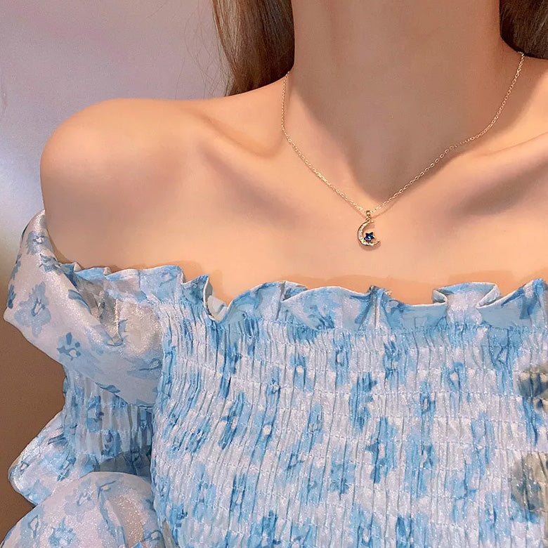 18k Gold Plated Stainless Steel Moon Sun Star Saturn Starburst Planet Pendant Necklace