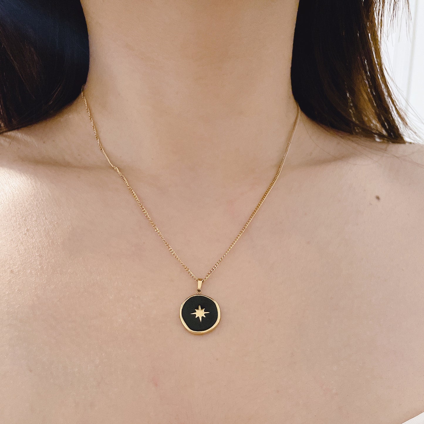 18k Gold Plated Stainless Steel Moon Sun Star Saturn Starburst Planet Pendant Necklace