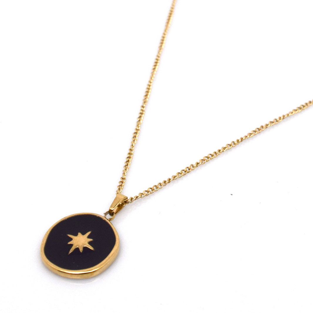 18k Gold Plated Stainless Steel Moon Sun Star Saturn Starburst Planet Pendant Necklace