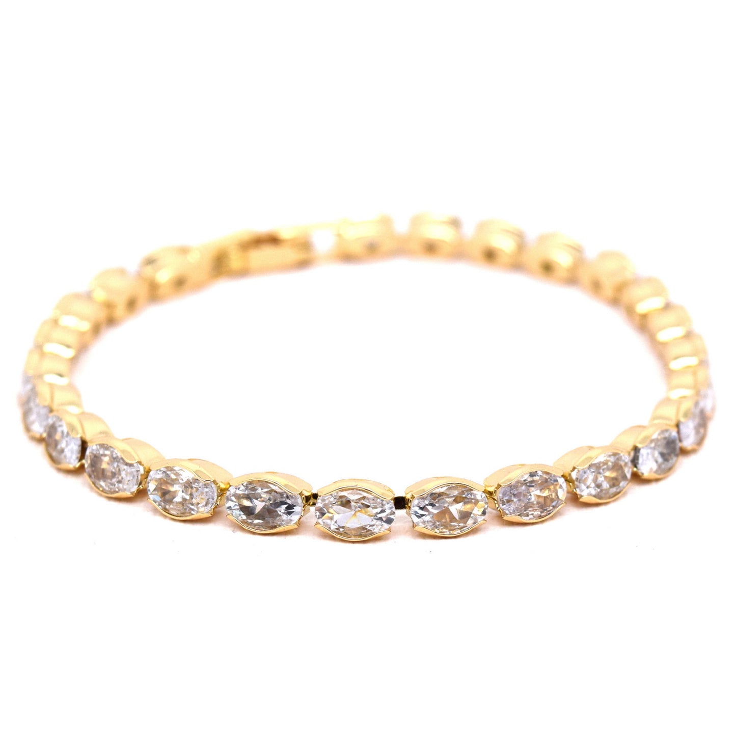 18K Gold Plated Crystal Zircon Cubic Rhinestone Tennis Bracelet
