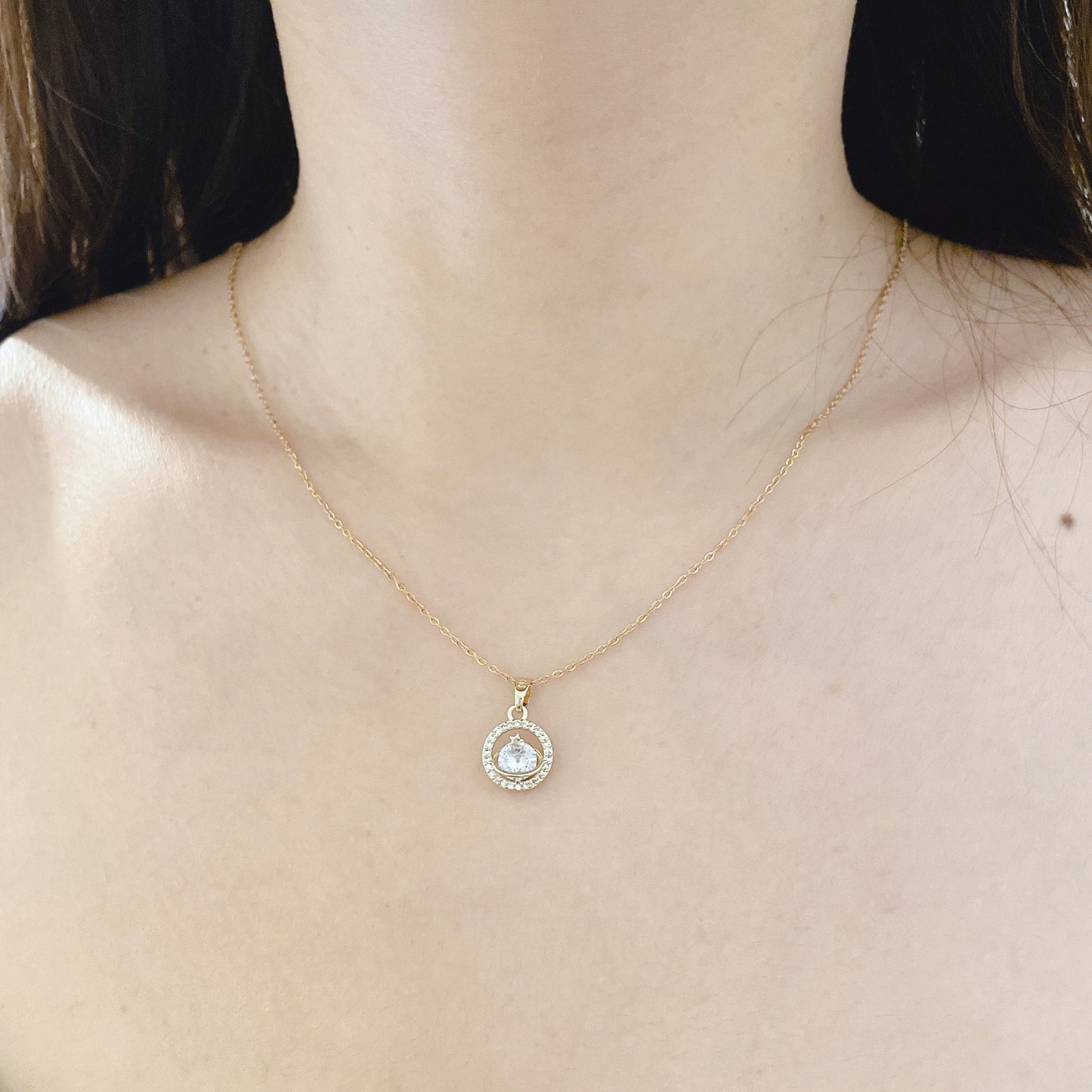 18k Gold Plated Stainless Steel Moon Sun Star Saturn Starburst Planet Pendant Necklace