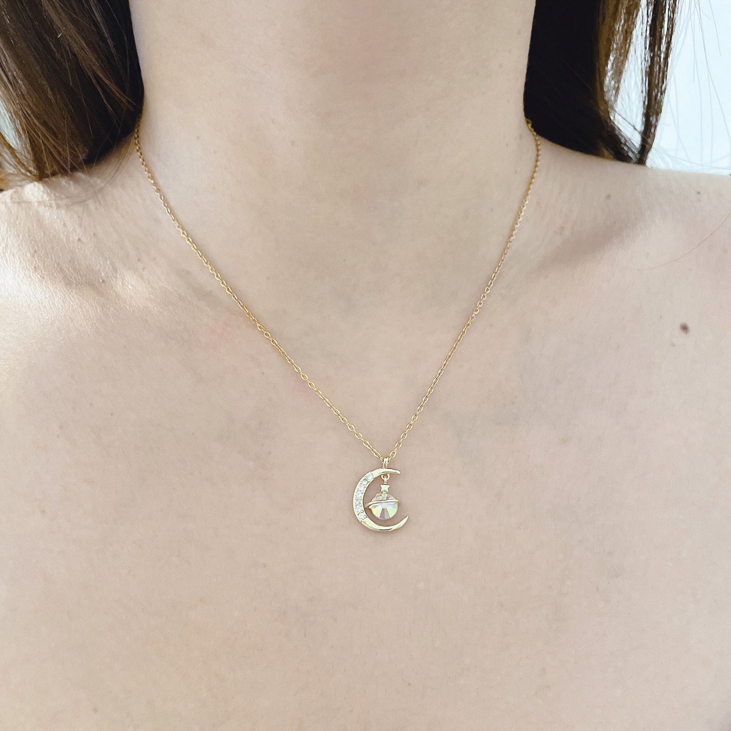 18k Gold Plated Stainless Steel Moon Sun Star Saturn Starburst Planet Pendant Necklace