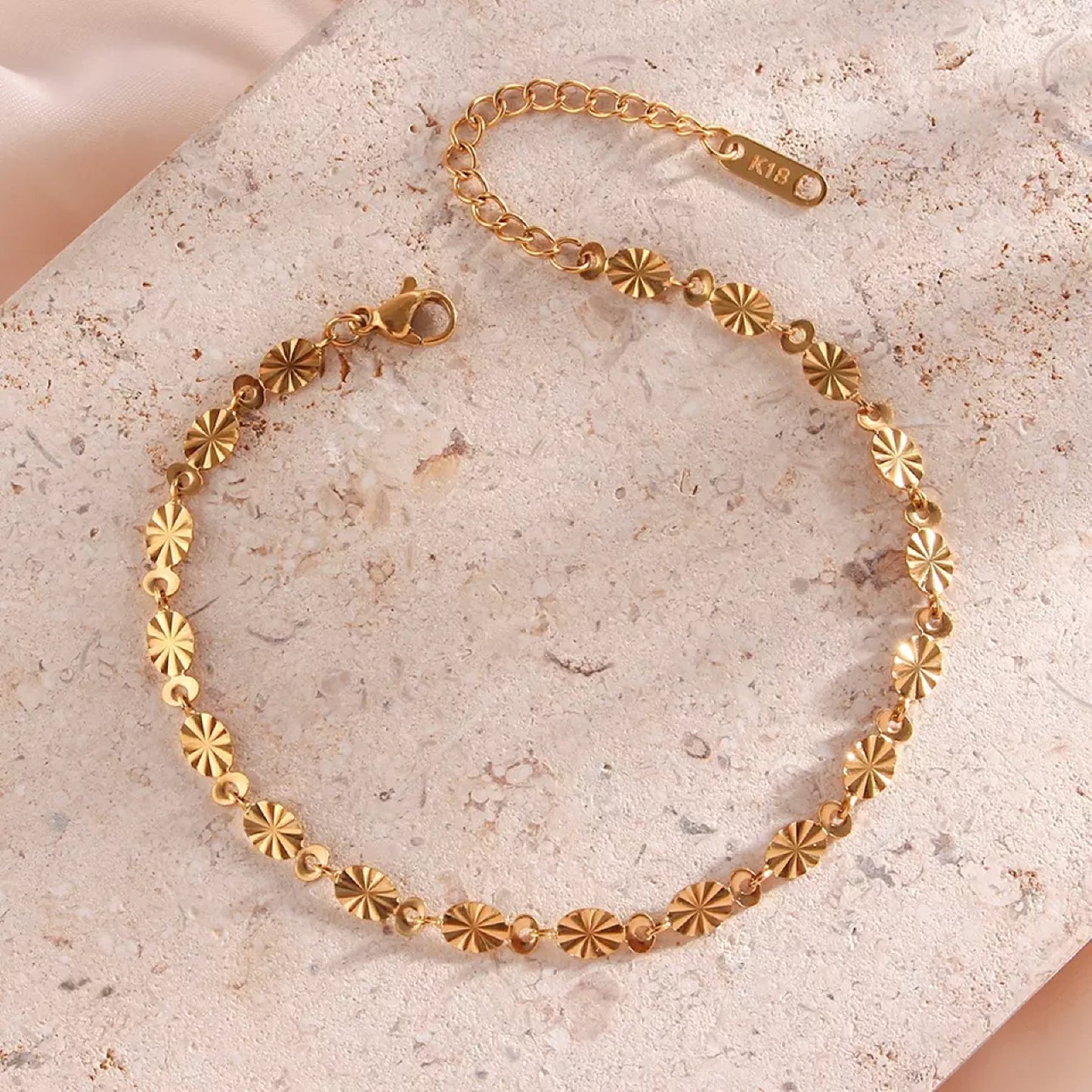 18K Gold Plated 316L Stainless Steel Sunflower Chain Sequins Bracelet