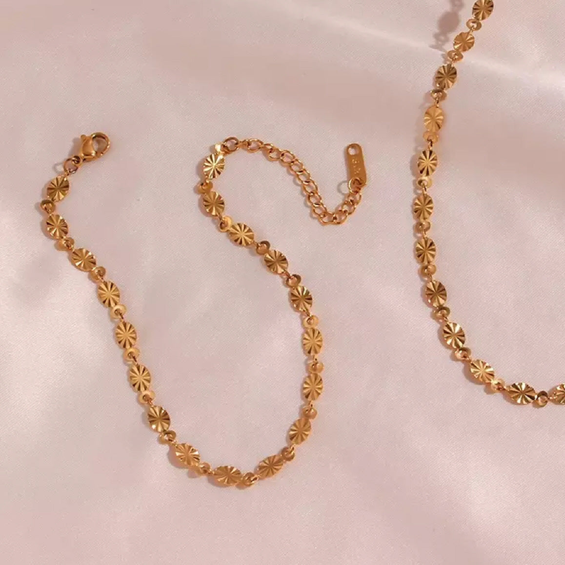 18K Gold Plated 316L Stainless Steel Sunflower Chain Sequins Bracelet
