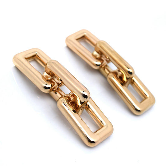 18k Gold Plated Chunky Linked Square Chain Drop Dangle Earrings