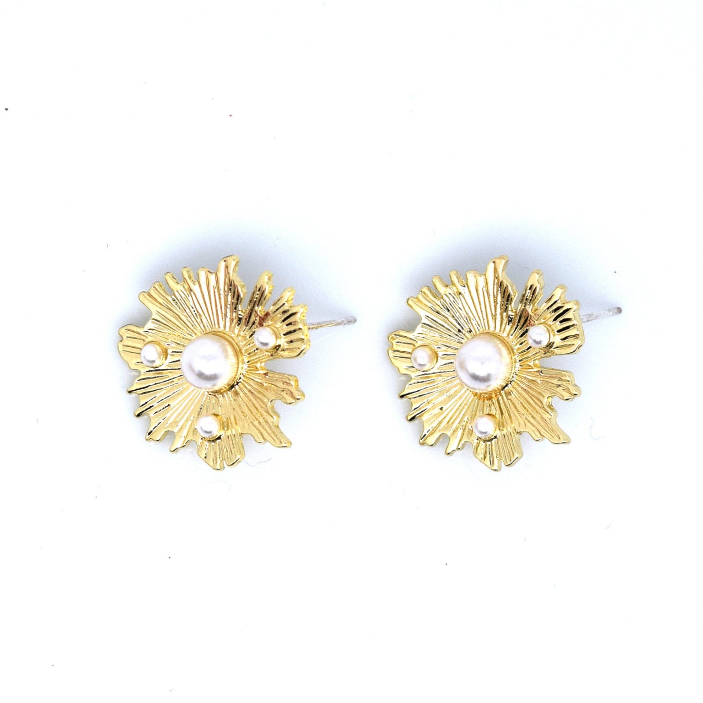 925 Sterling Silver Post Baroque Pearl Sunflower Stud Earrings